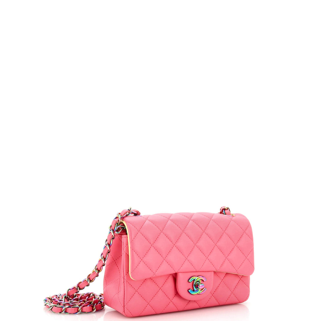 Classic Single Flap Bag Quilted Lambskin with Rainbow Hardware Mini