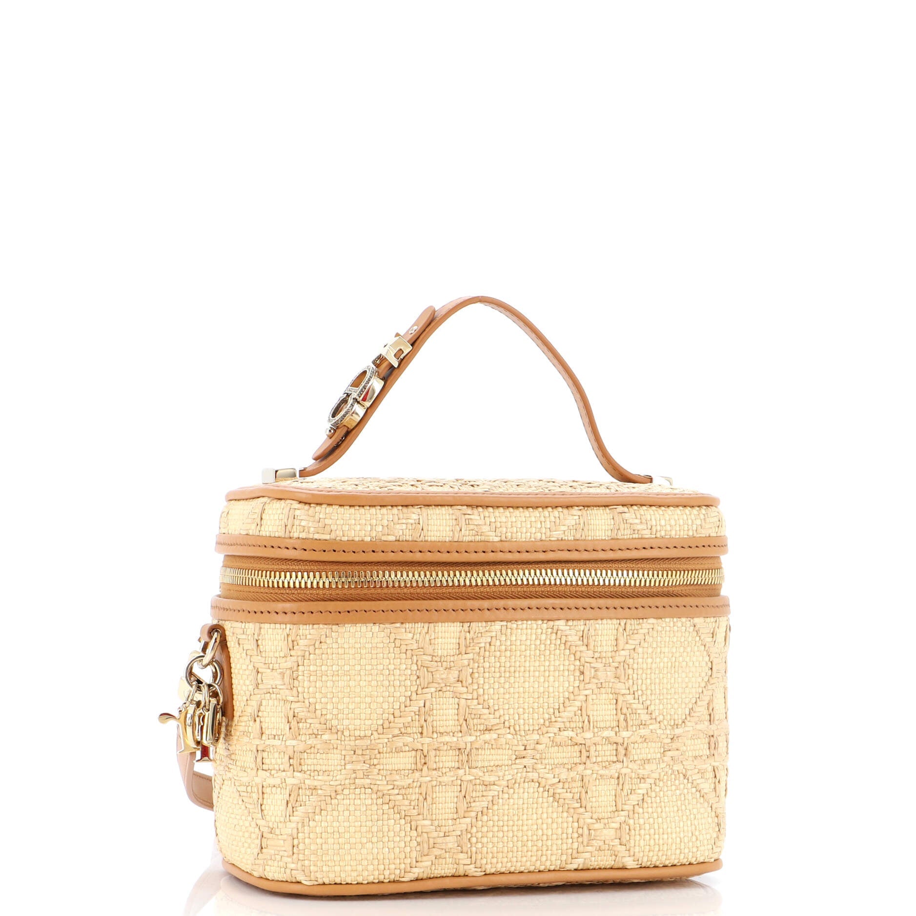 DiorTravel Convertible Vanity Case Cannage Embroidered Raffia with Leather Small