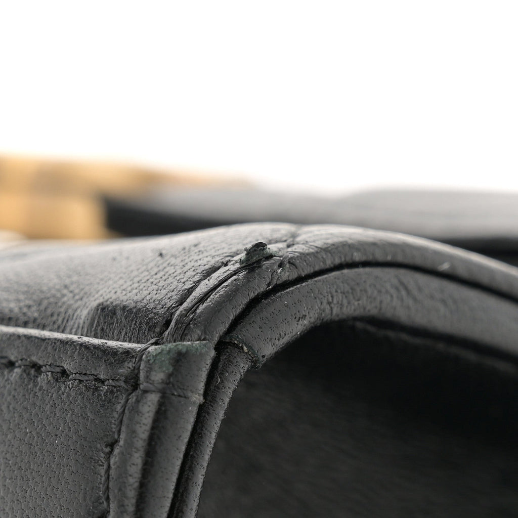 Lambskin Enamel Quilted Top Handle Flap With Chain Black