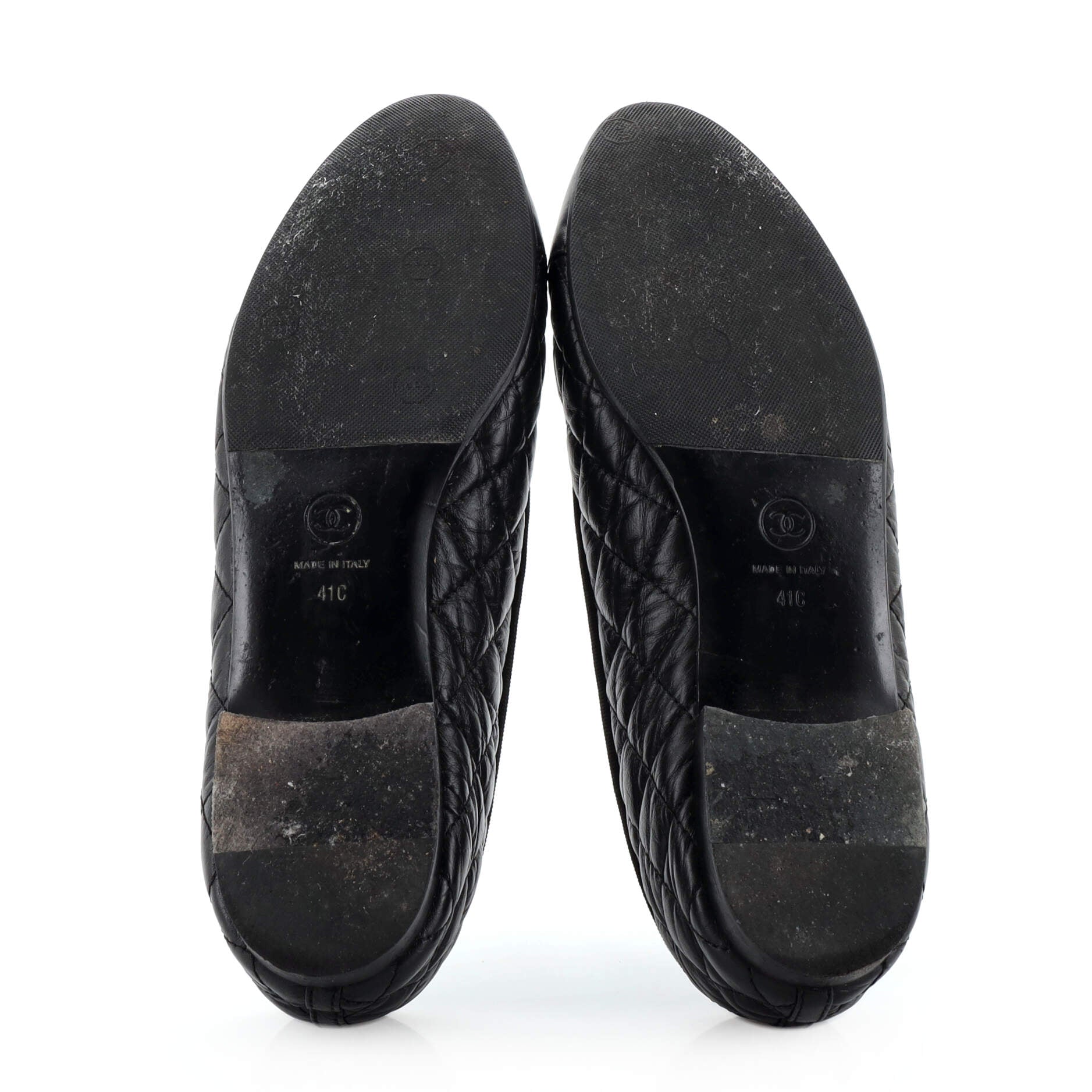 Women's CC Cap Toe Bow Ballerina Flats Quilted Leather