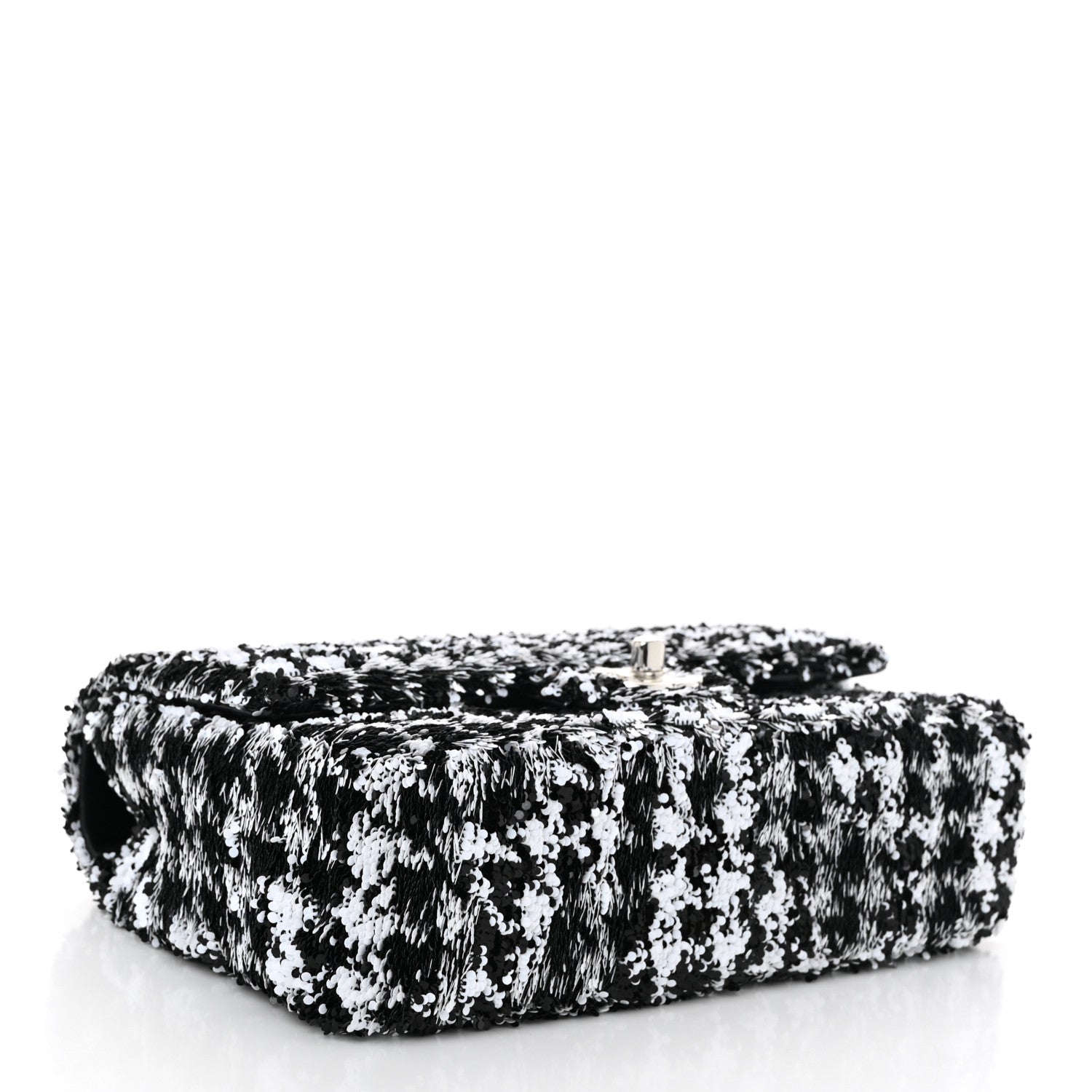 Sequin Houndstooth Medium Flap Black White