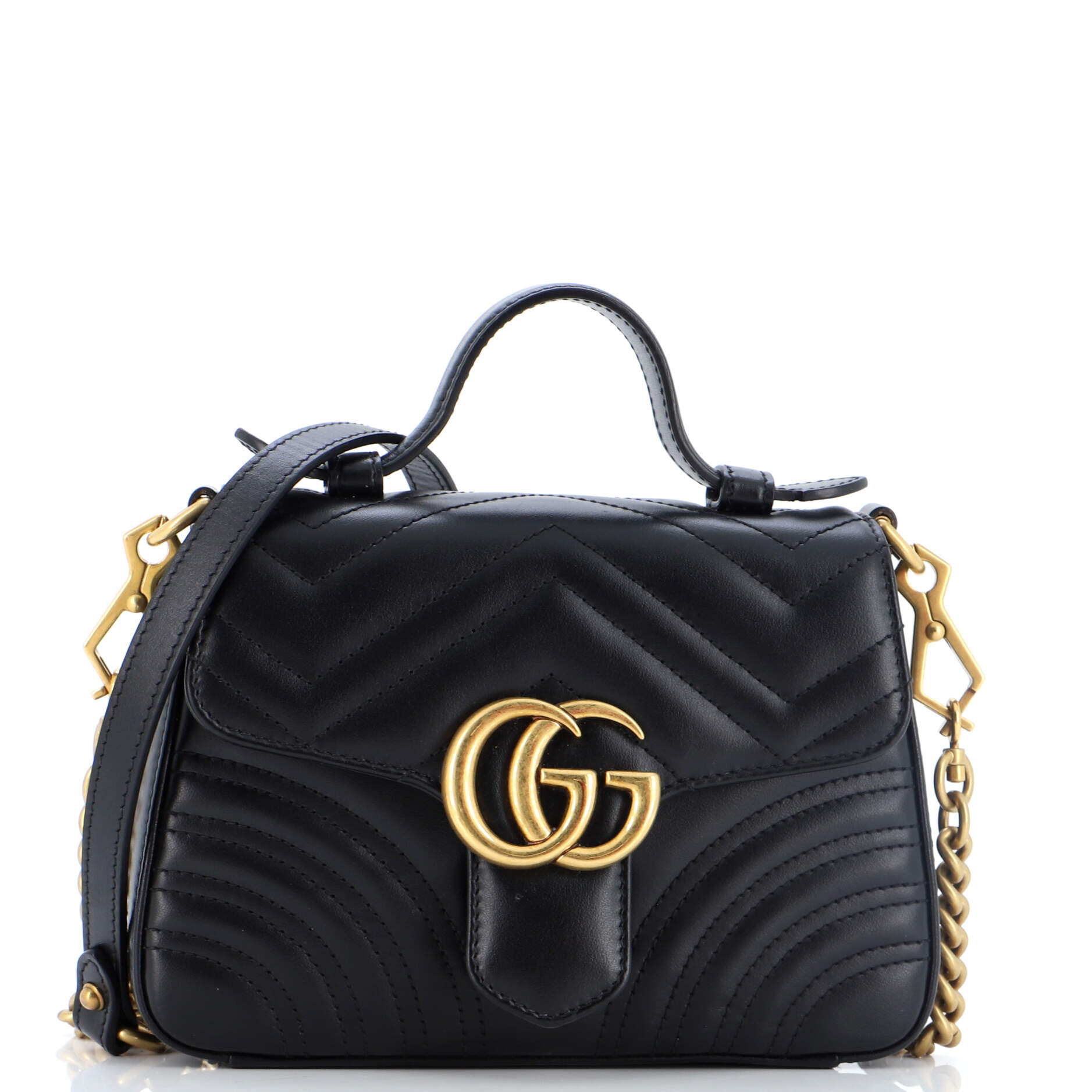 GG Marmont Top Handle Flap Bag Matelasse Leather Mini
