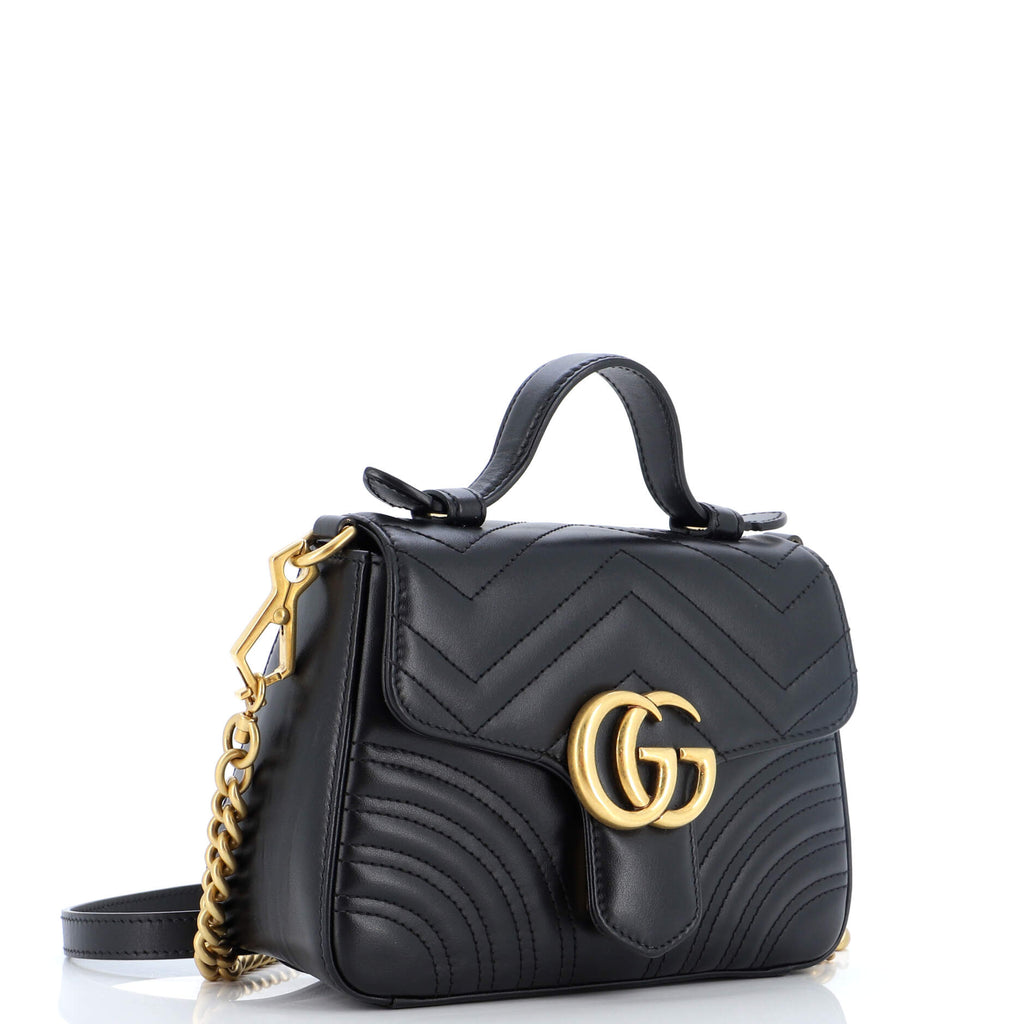 GG Marmont Top Handle Flap Bag Matelasse Leather Mini