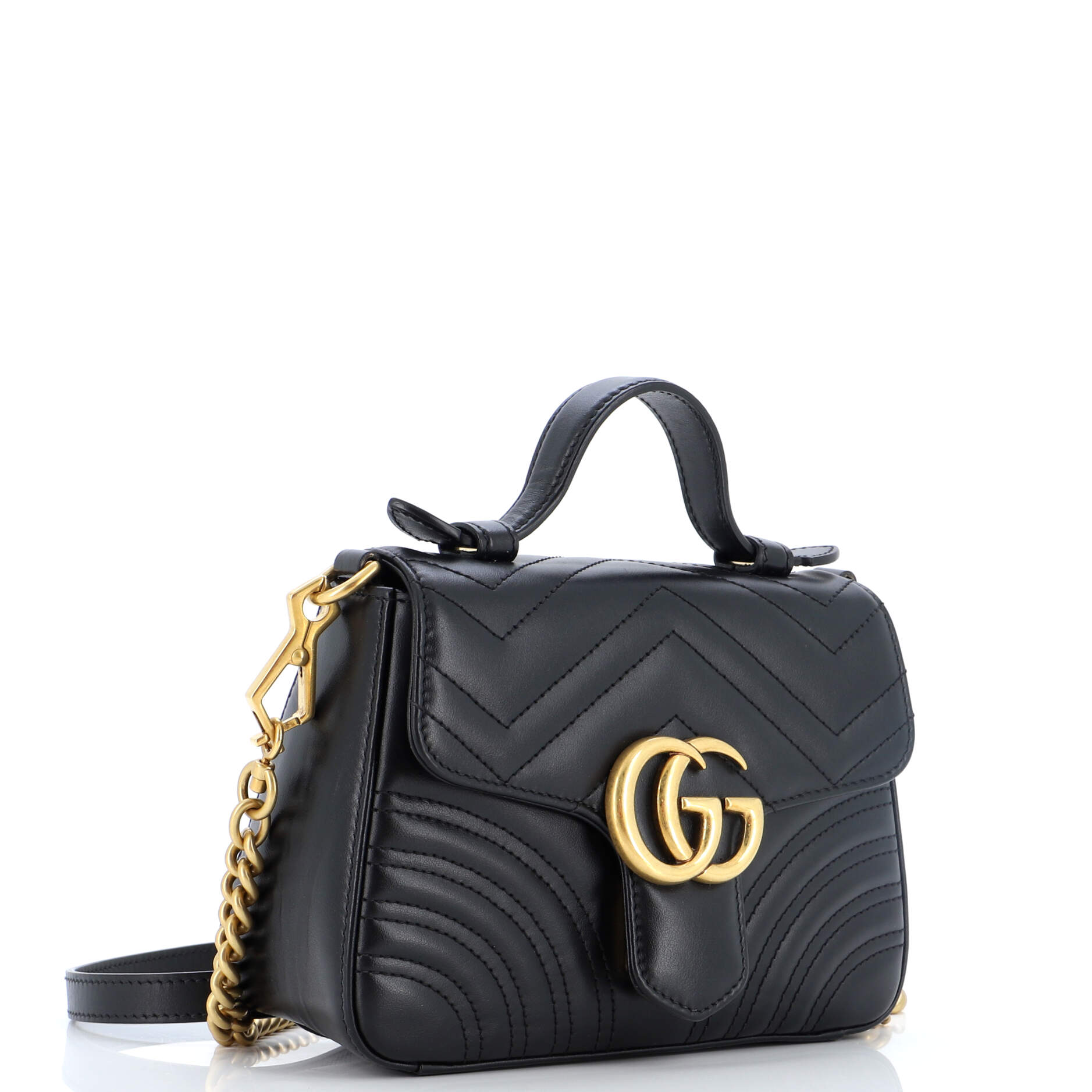 GG Marmont Top Handle Flap Bag Matelasse Leather Mini