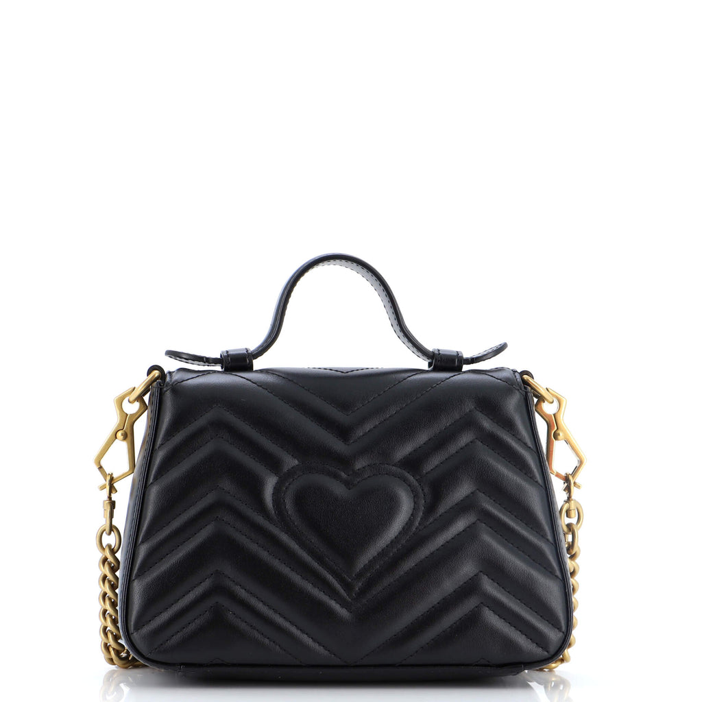 GG Marmont Top Handle Flap Bag Matelasse Leather Mini