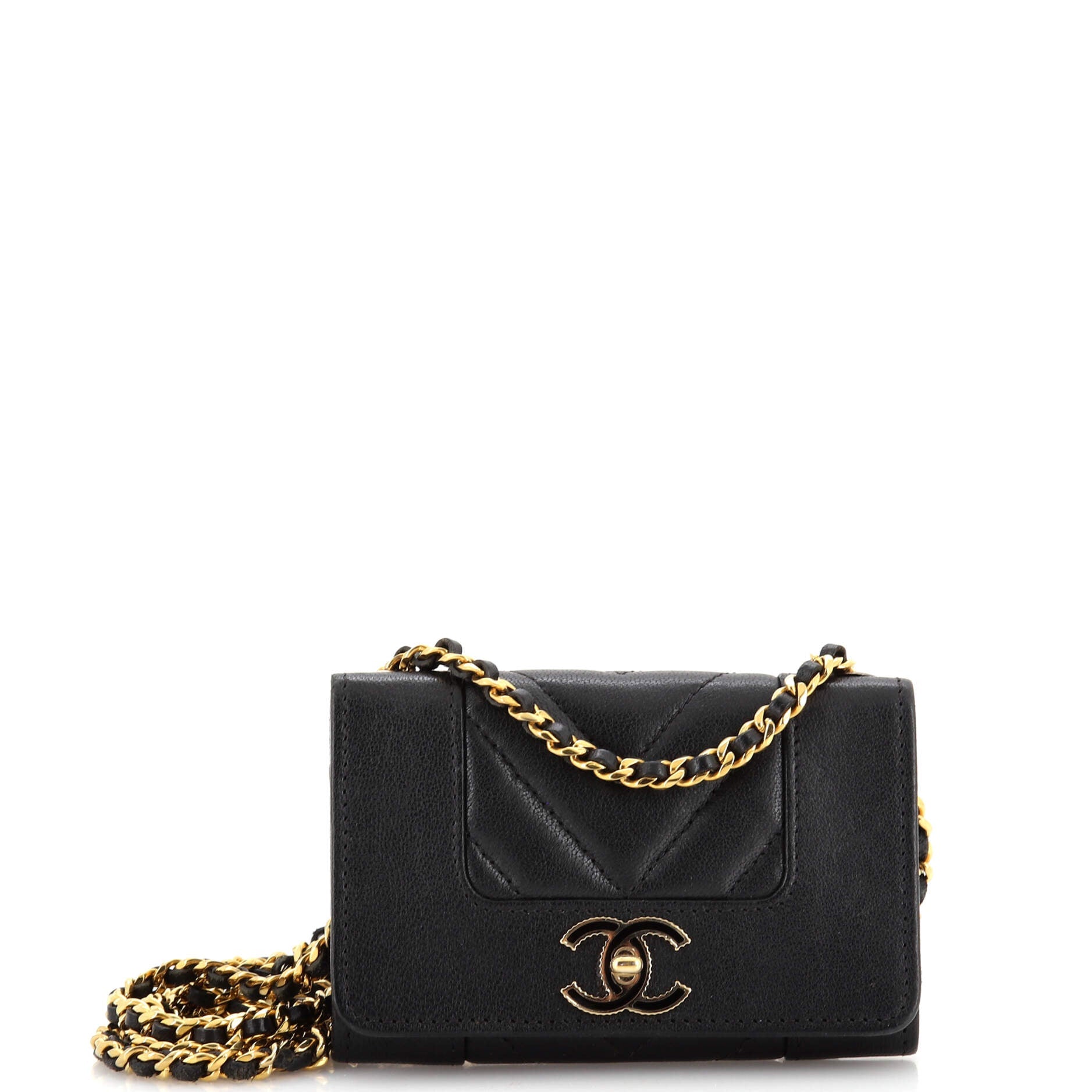 Mademoiselle Vintage  Holder on Chain Quilted Sheepskin Mini