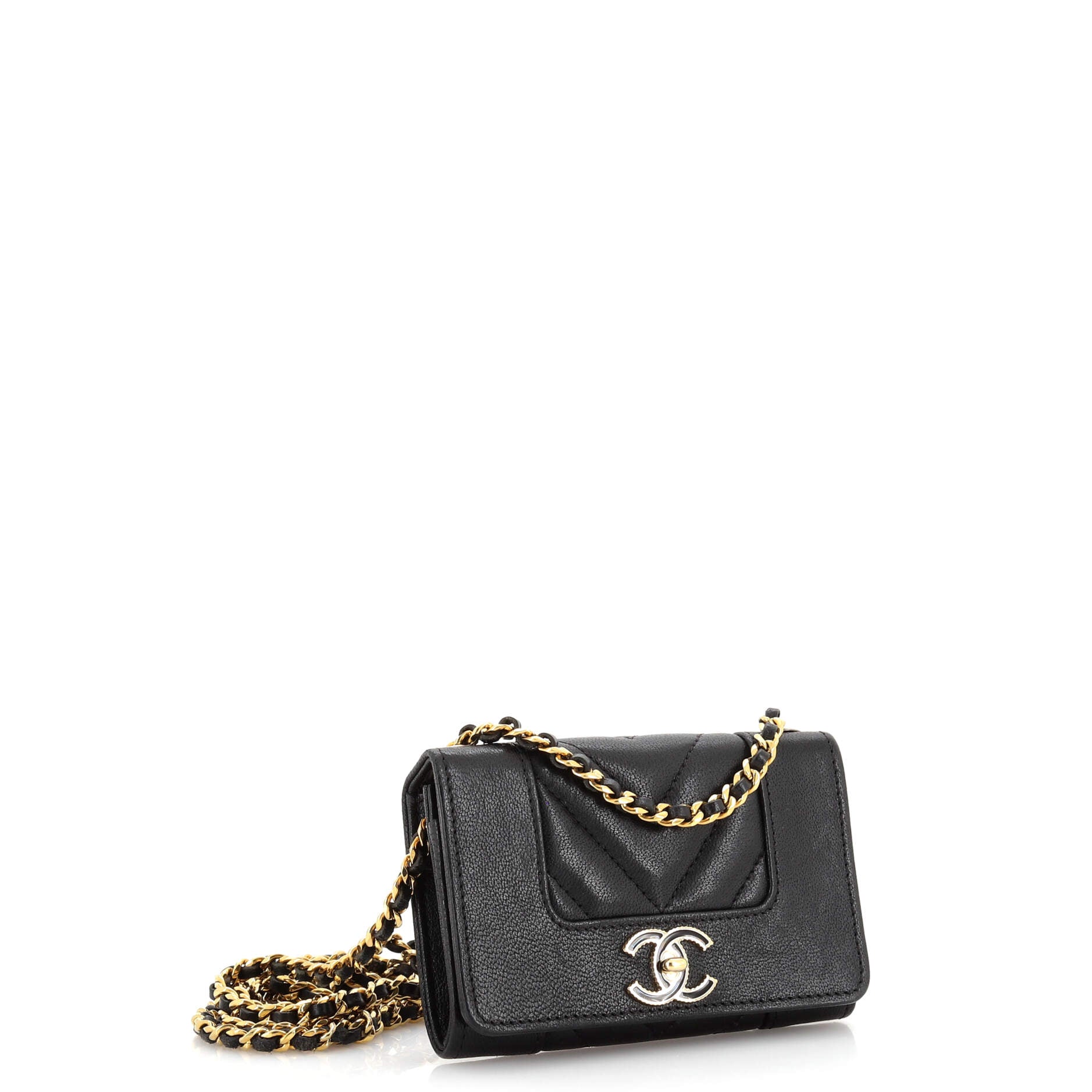 Mademoiselle Vintage  Holder on Chain Quilted Sheepskin Mini
