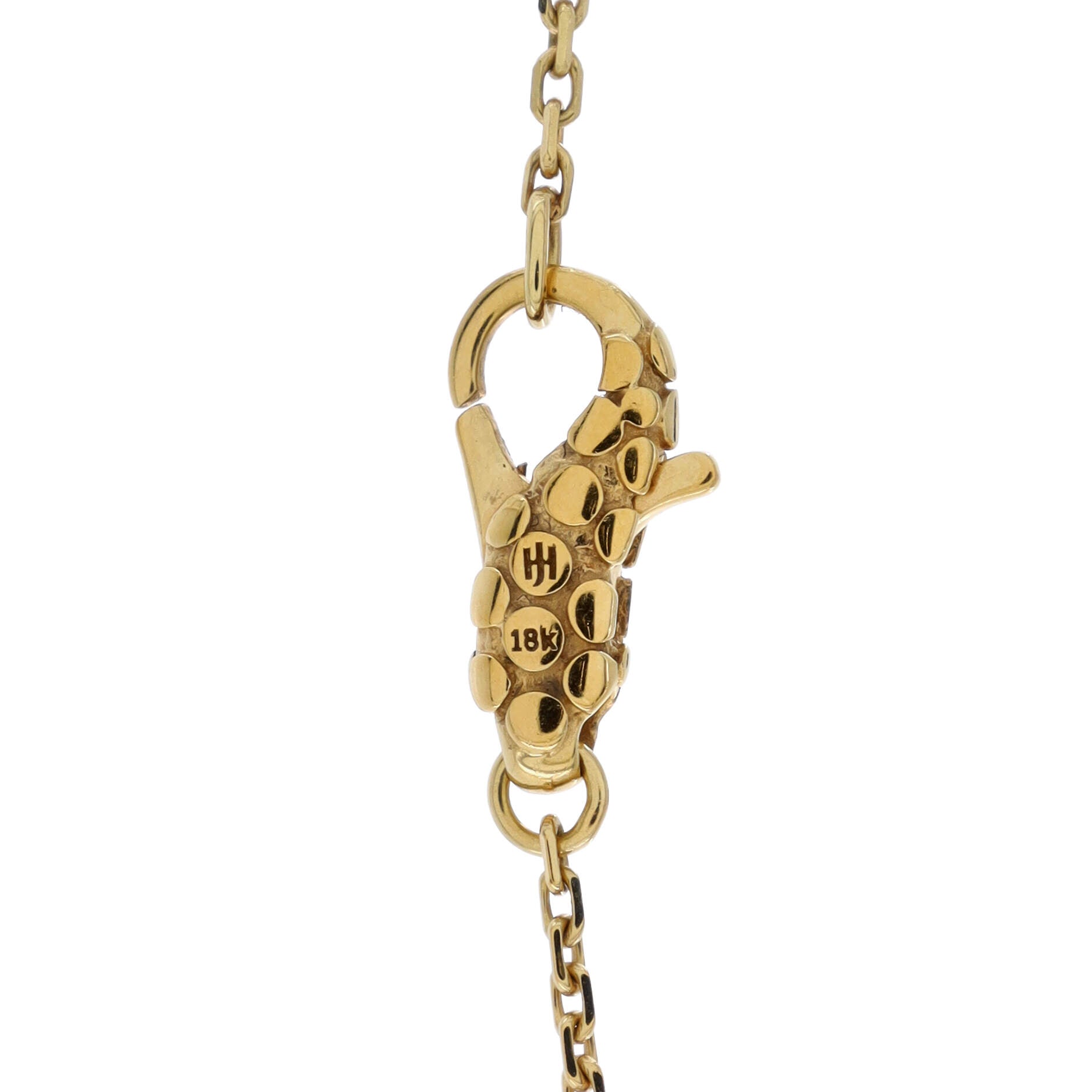 Dot Hammered Sautoir Chain Necklace 18K Yellow Gold with Pave Diamonds Long