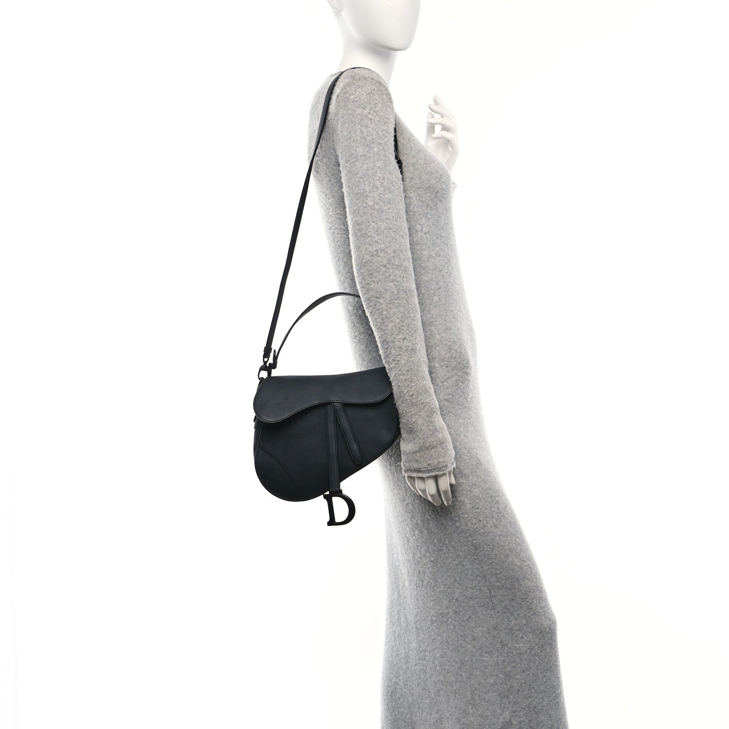 Ultra Matte Calfskin Saddle Bag With Strap Black