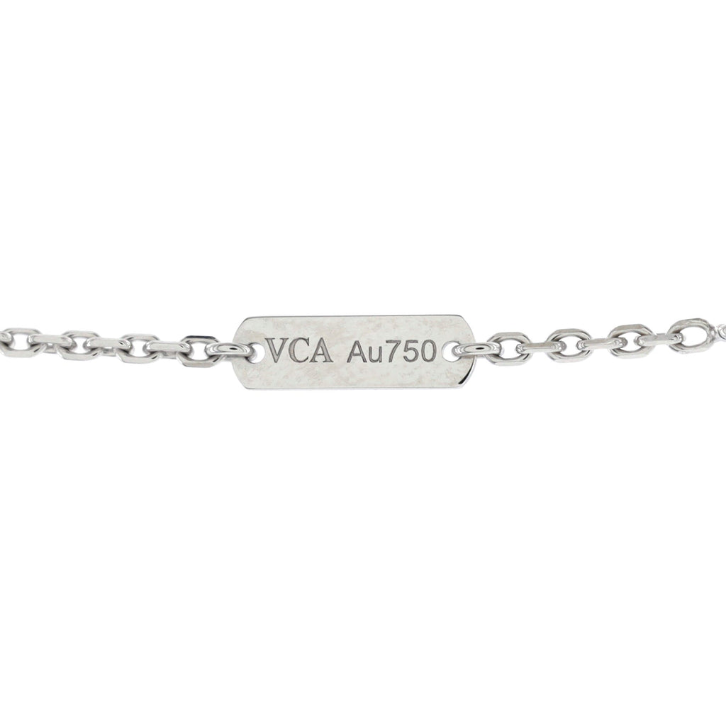 Vintage Alhambra Pendant Necklace Guilloche 18K White Gold
