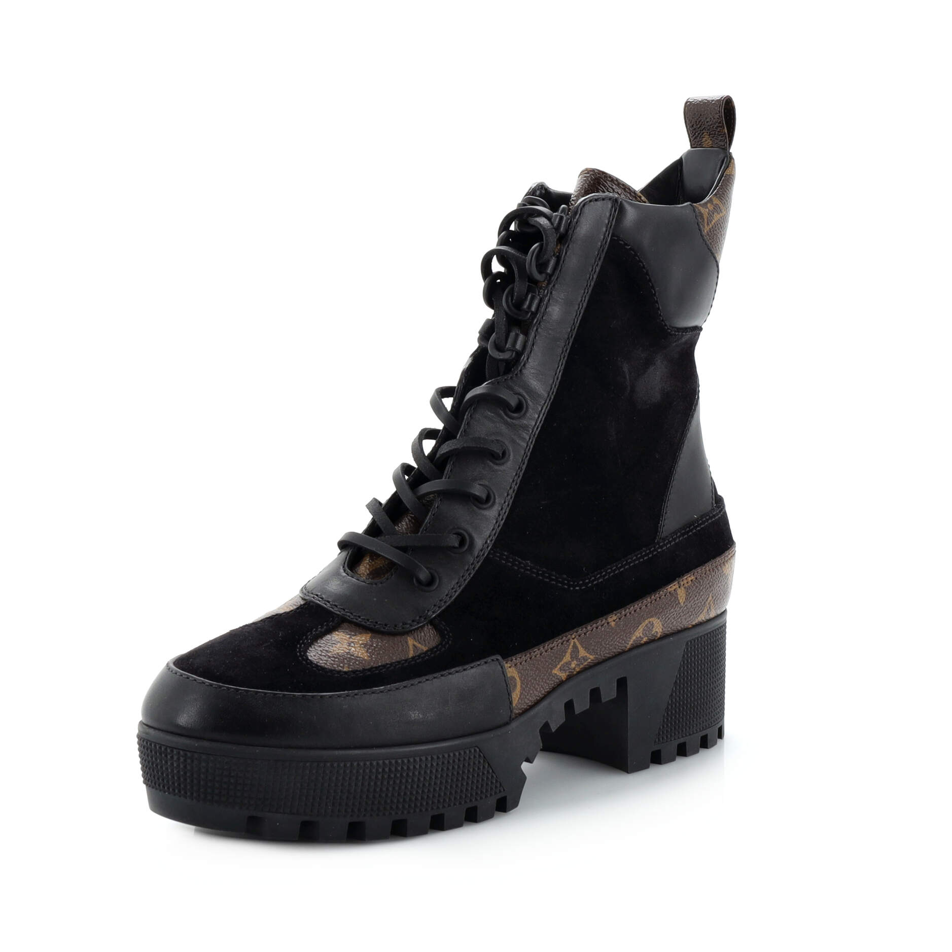 Women's Laureate Platform Desert Boots Suede with Monogram Canvas