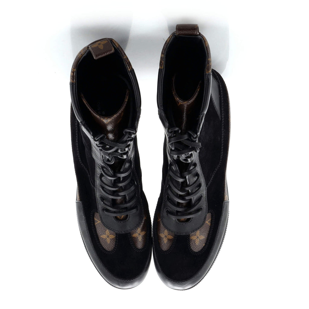 Women's Laureate Platform Desert Boots Suede with Monogram Canvas