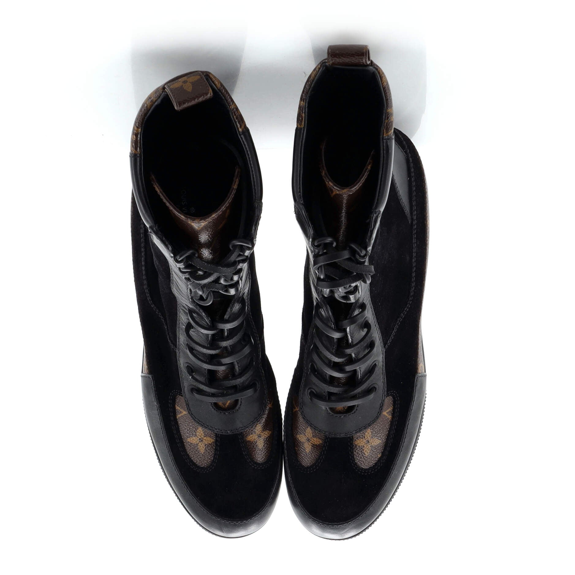 Women's Laureate Platform Desert Boots Suede with Monogram Canvas