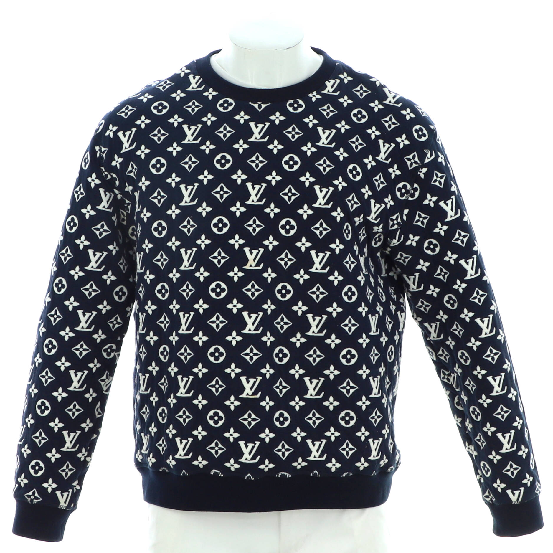Men's Full Monogram Jacquard Crewneck Sweater Cotton