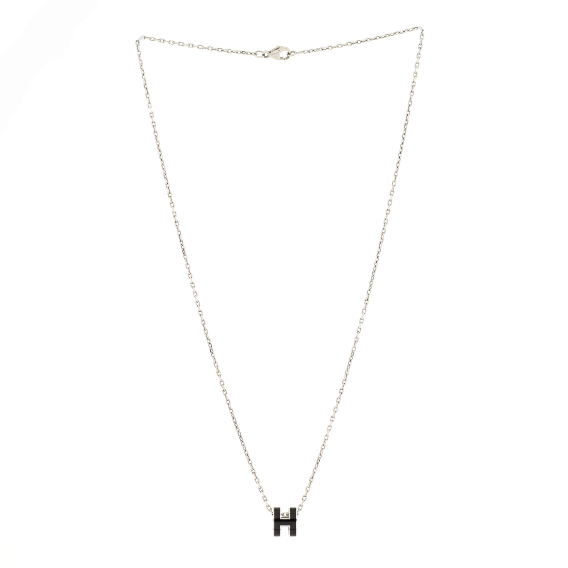 Pop H Pendant Chain Necklace Metal and Enamel Mini