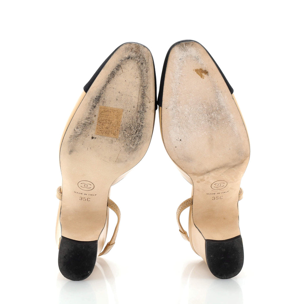 Women’s Cap Toe Slingback Pumps Leather