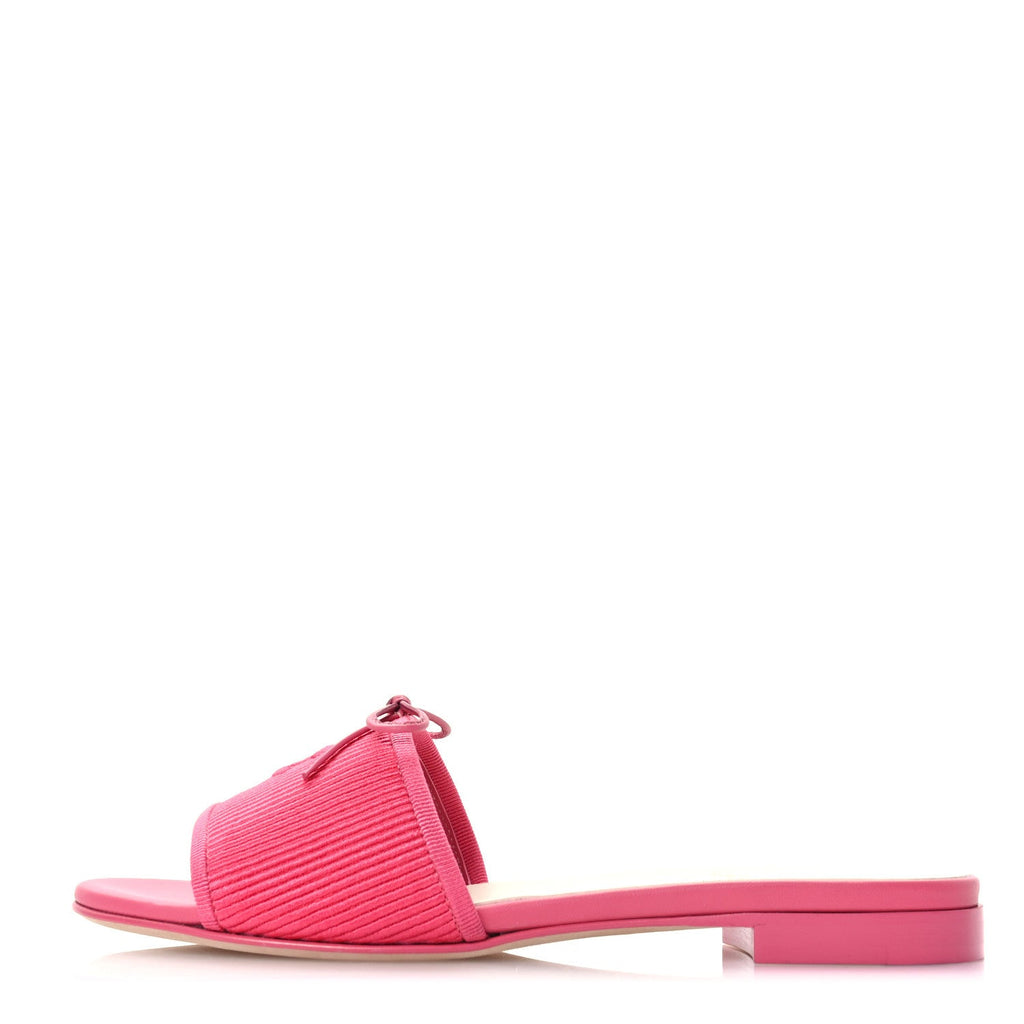 Fabric Embroidered CC Bow Mules 36 Dark Pink