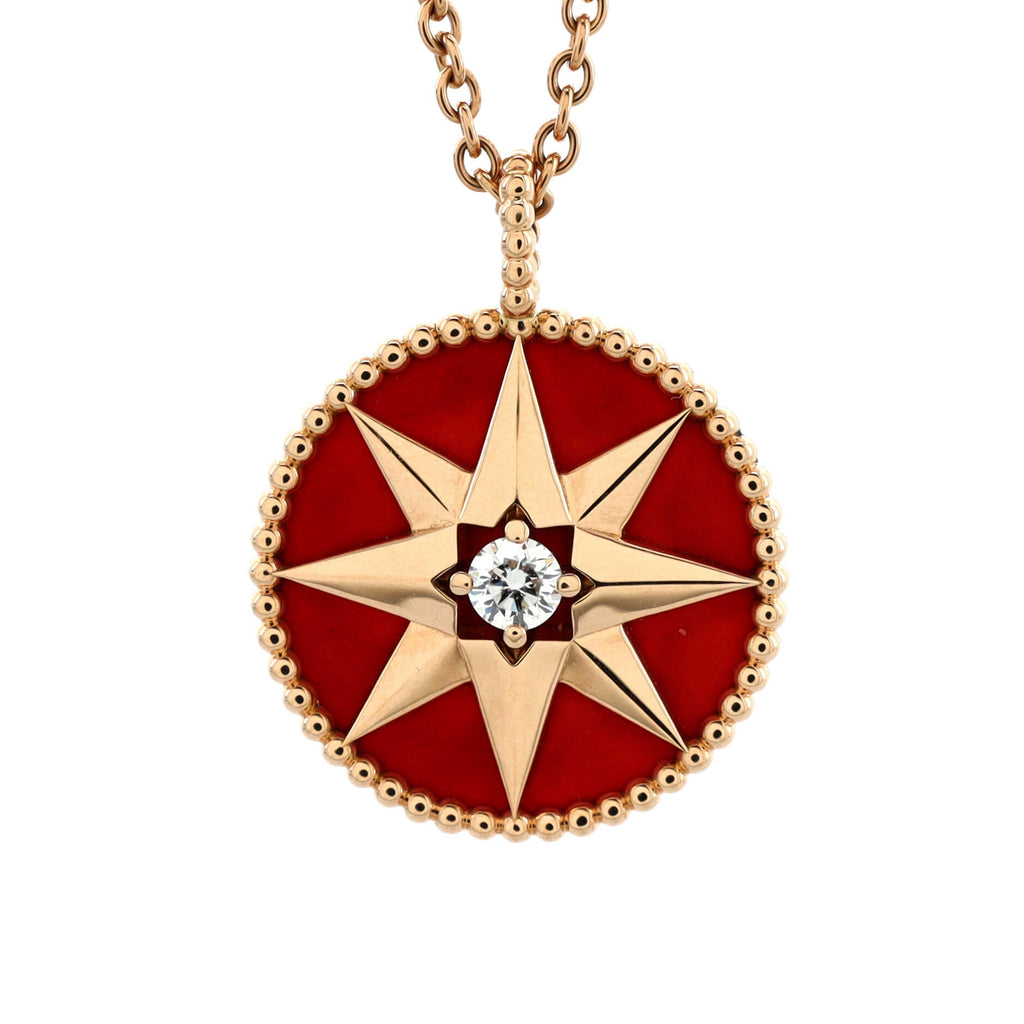 Rose des Vents Pendant Necklace 18K Rose Gold with Diamond and Ceramic Medium