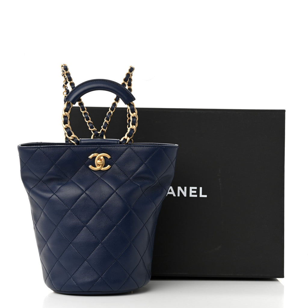 Lambskin Quilted In The Loop Backpack Bag Navy