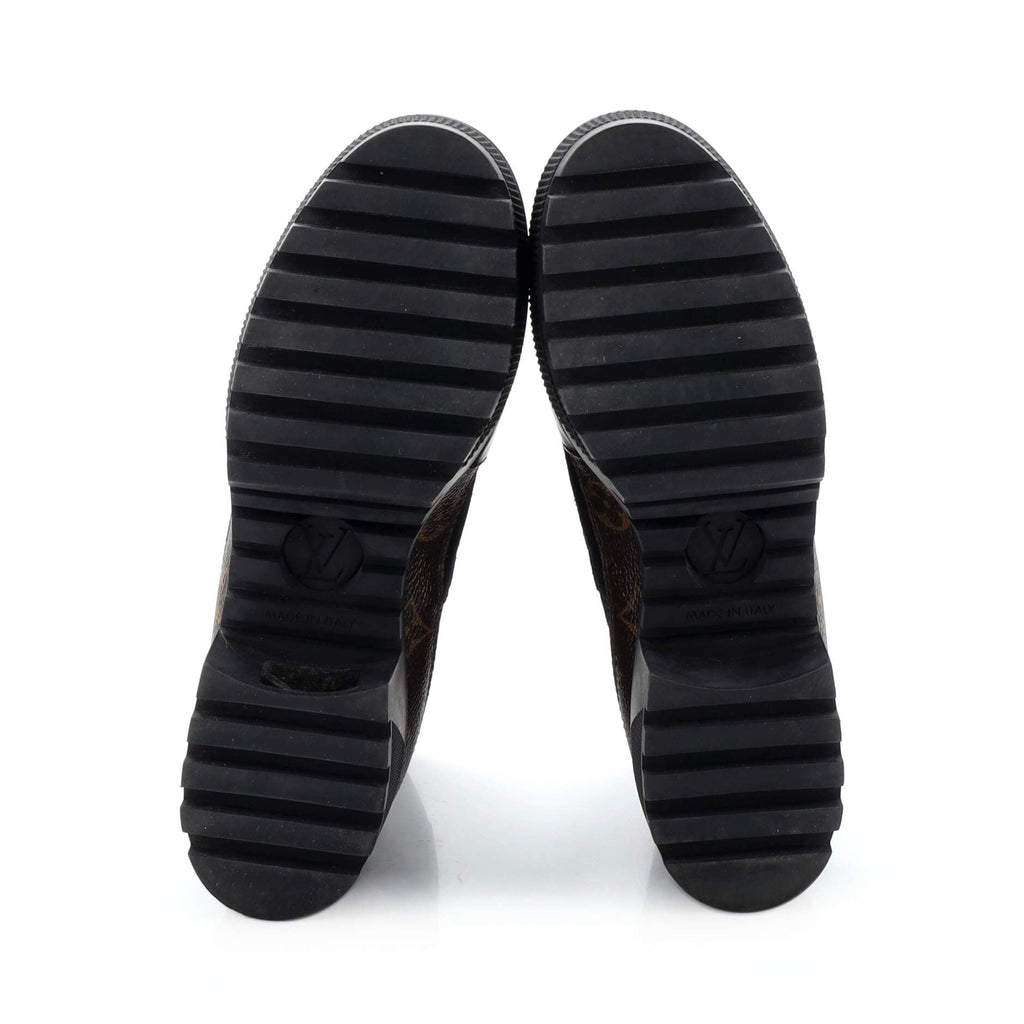 Women's Laureate Platform Desert Boots Suede with Monogram Canvas