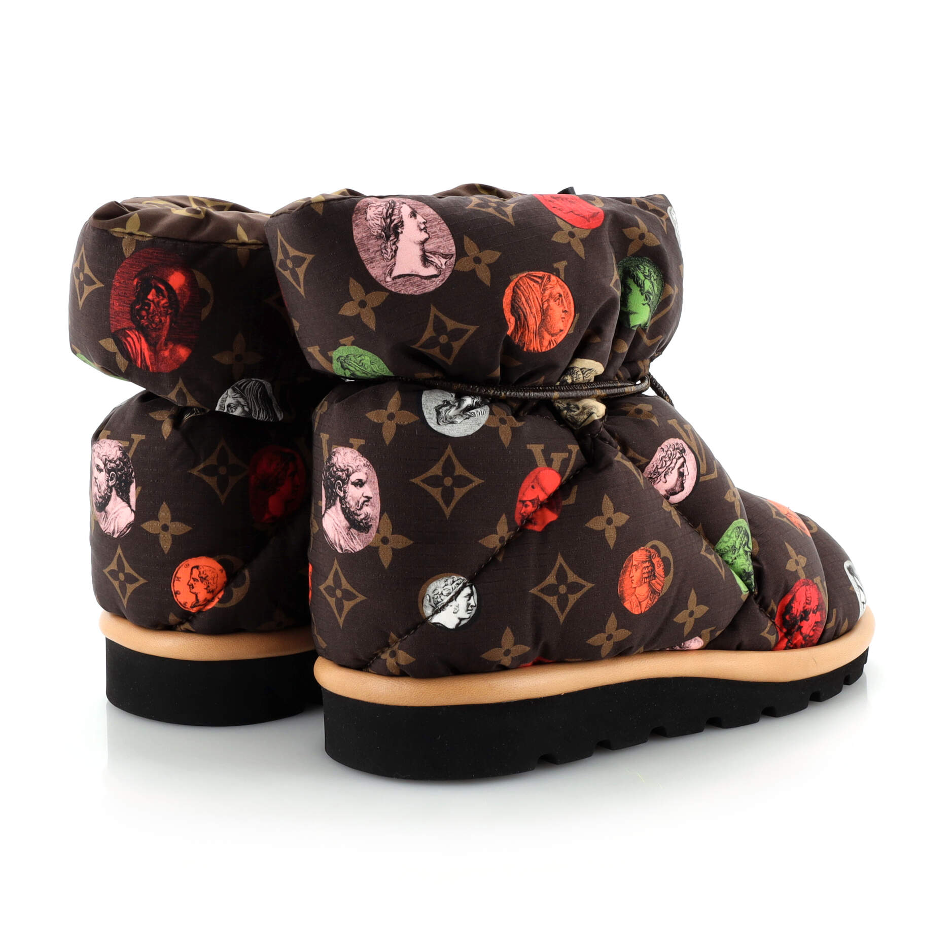 Women's Pillow Comfort Ankle Boots Limited Edition Fornasetti Cameo Monogram Nylon