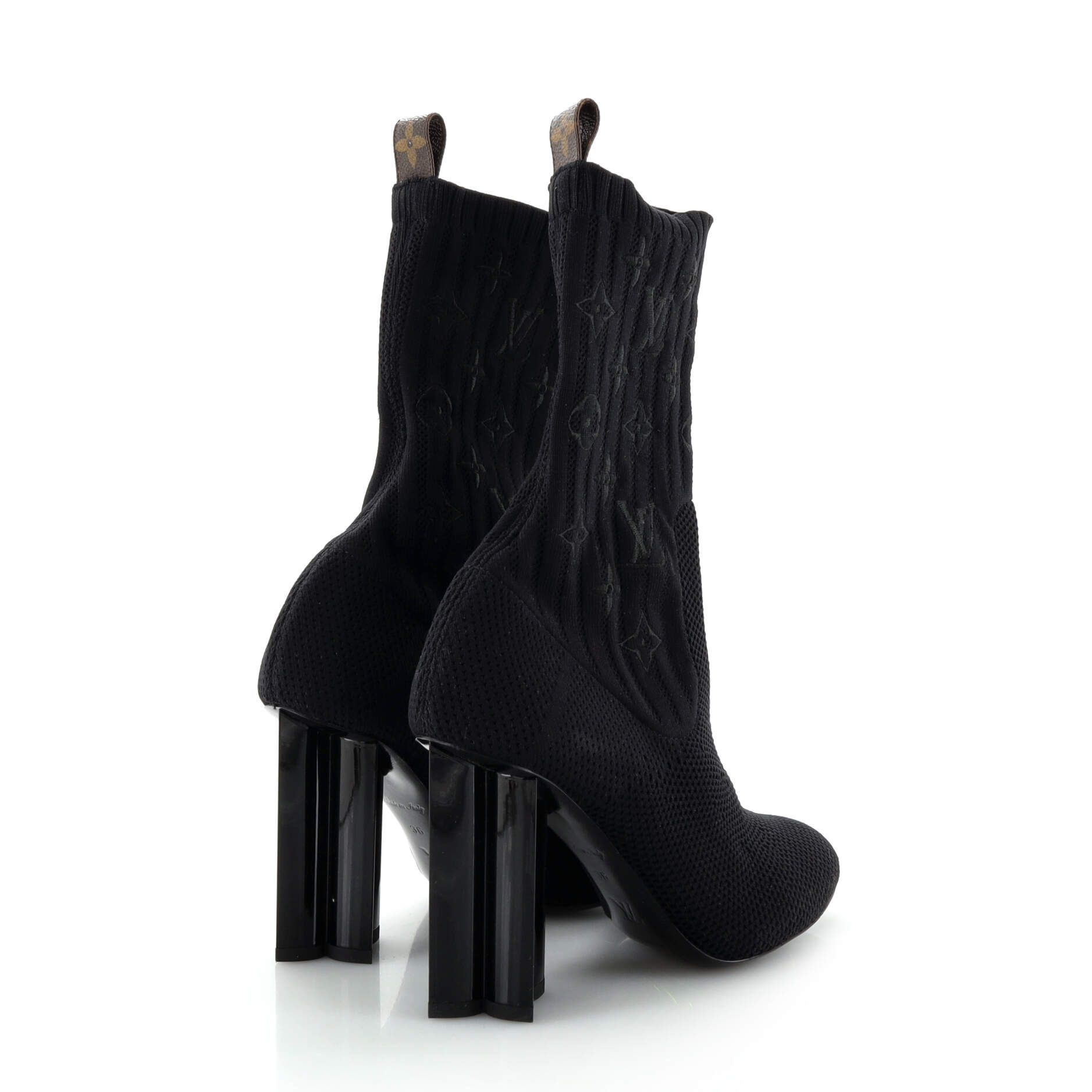 Women's Silhouette Ankle Boots Monogram Knit Fabric