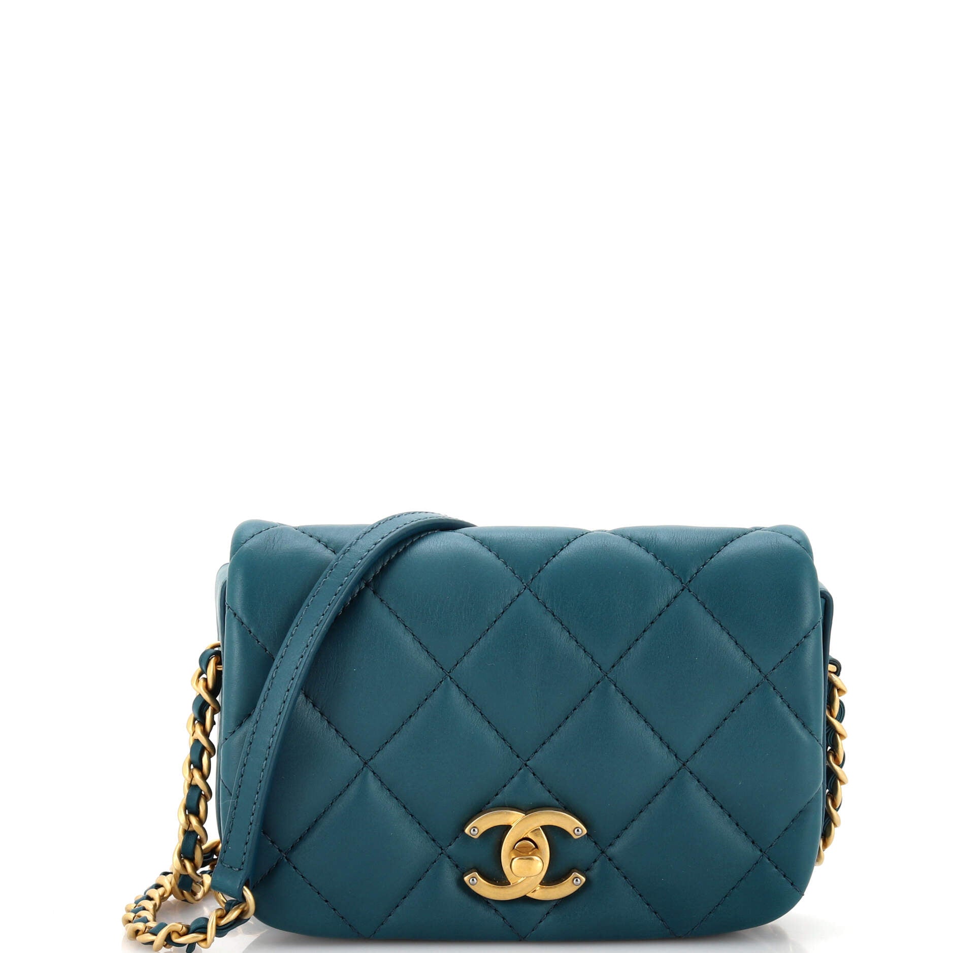 Nailed CC Full Flap Bag Quilted Calfskin Mini