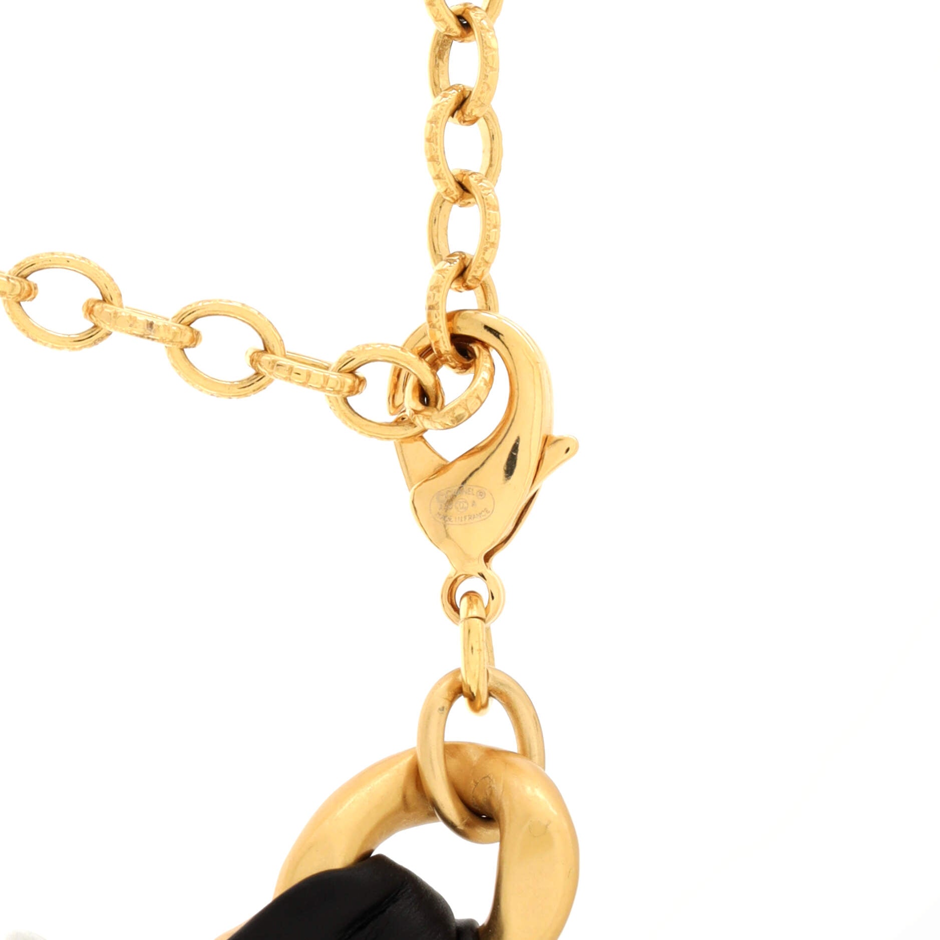 Camellia Bow Triple Woven Chain Belt Metal and Leather 85