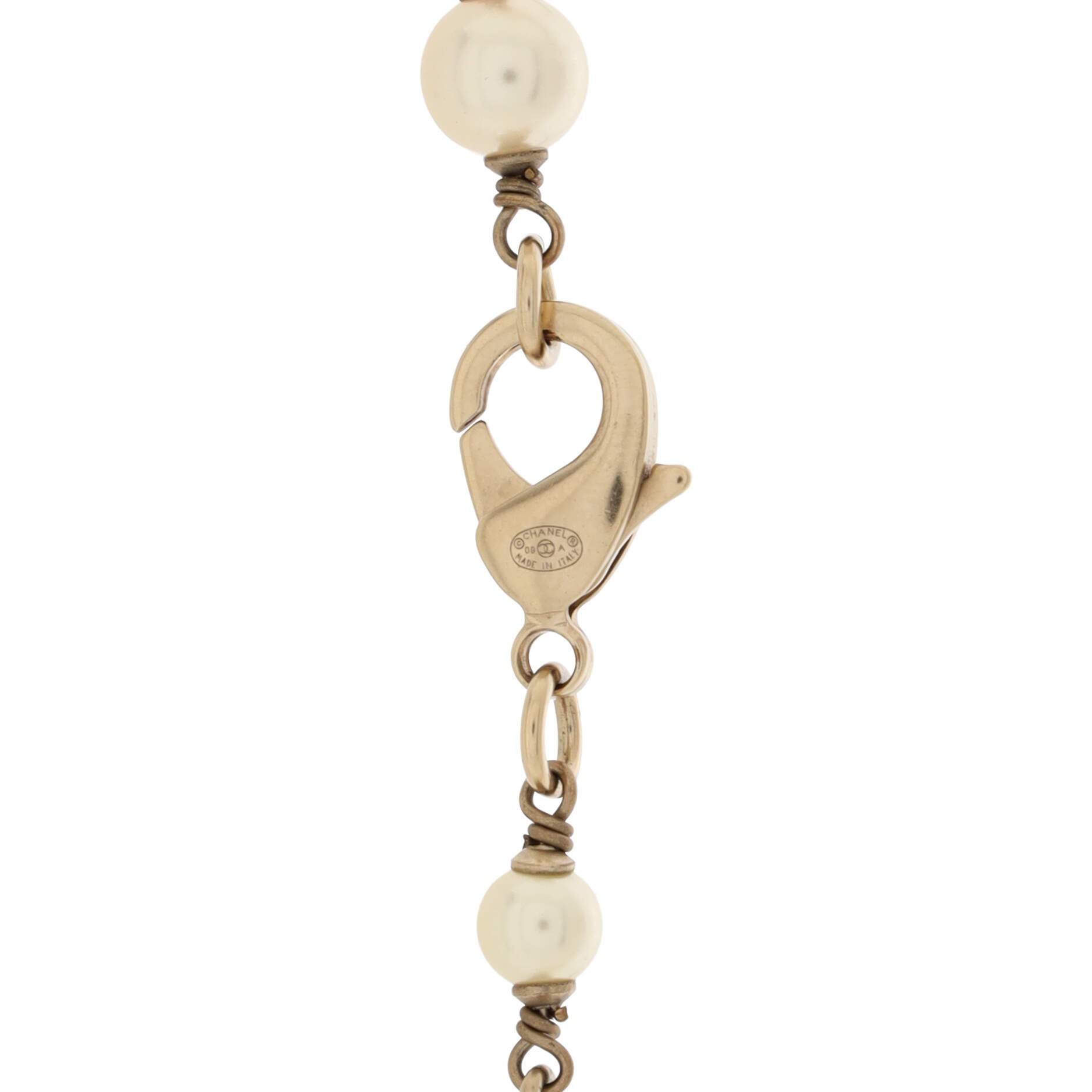 CC Station Long Necklace Metal with Faux Pearls