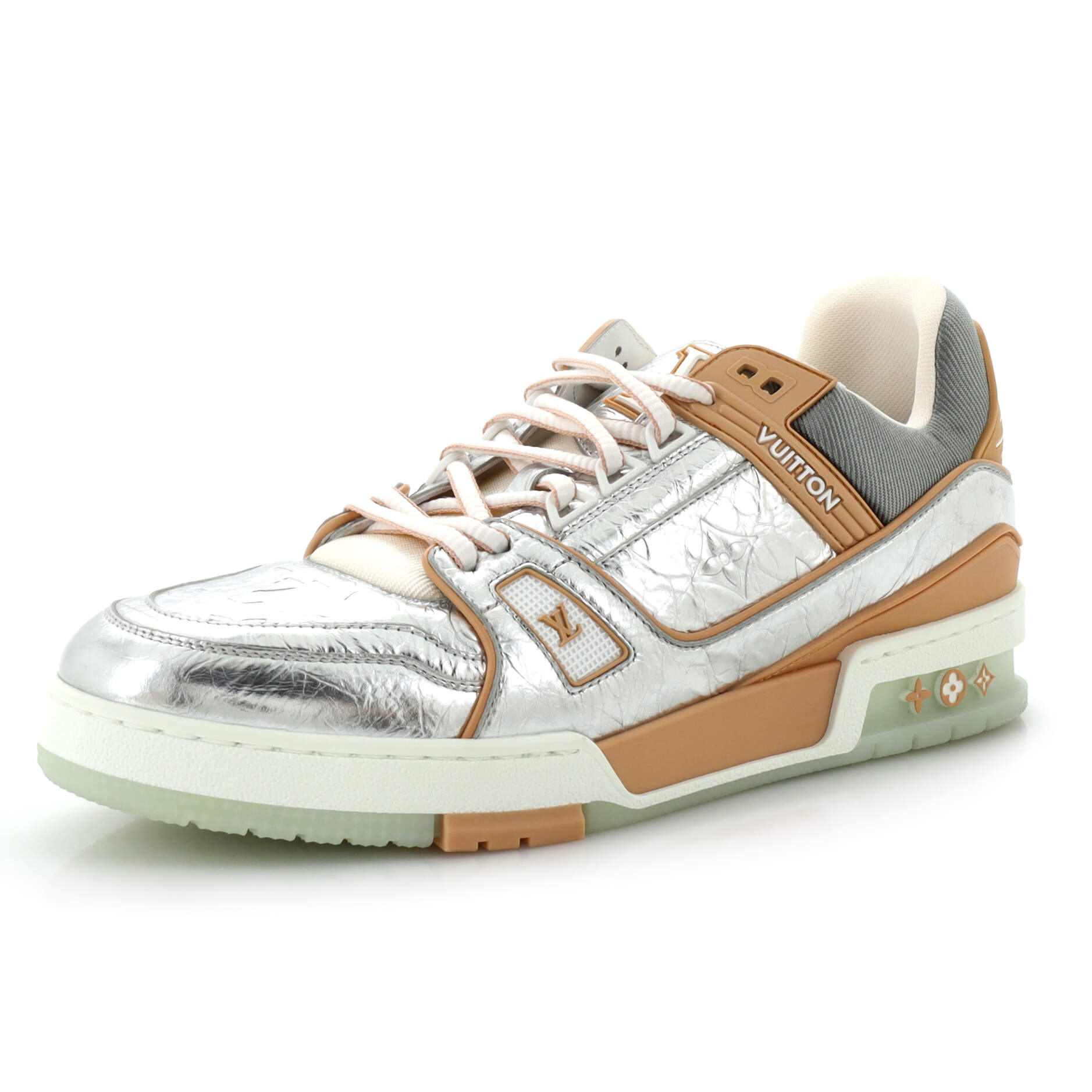 Men's LV Trainer Sneakers Monogram Embossed Metallic Leather
