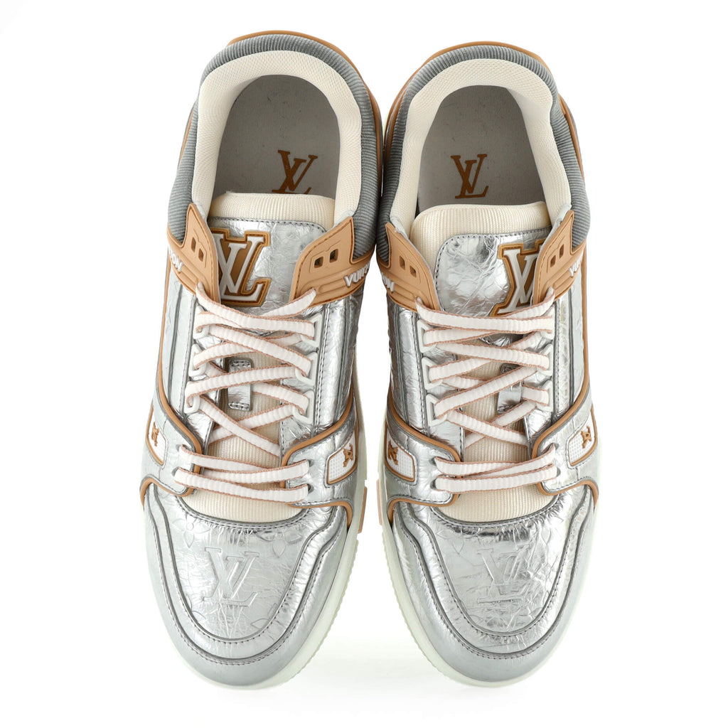 Men's LV Trainer Sneakers Monogram Embossed Metallic Leather
