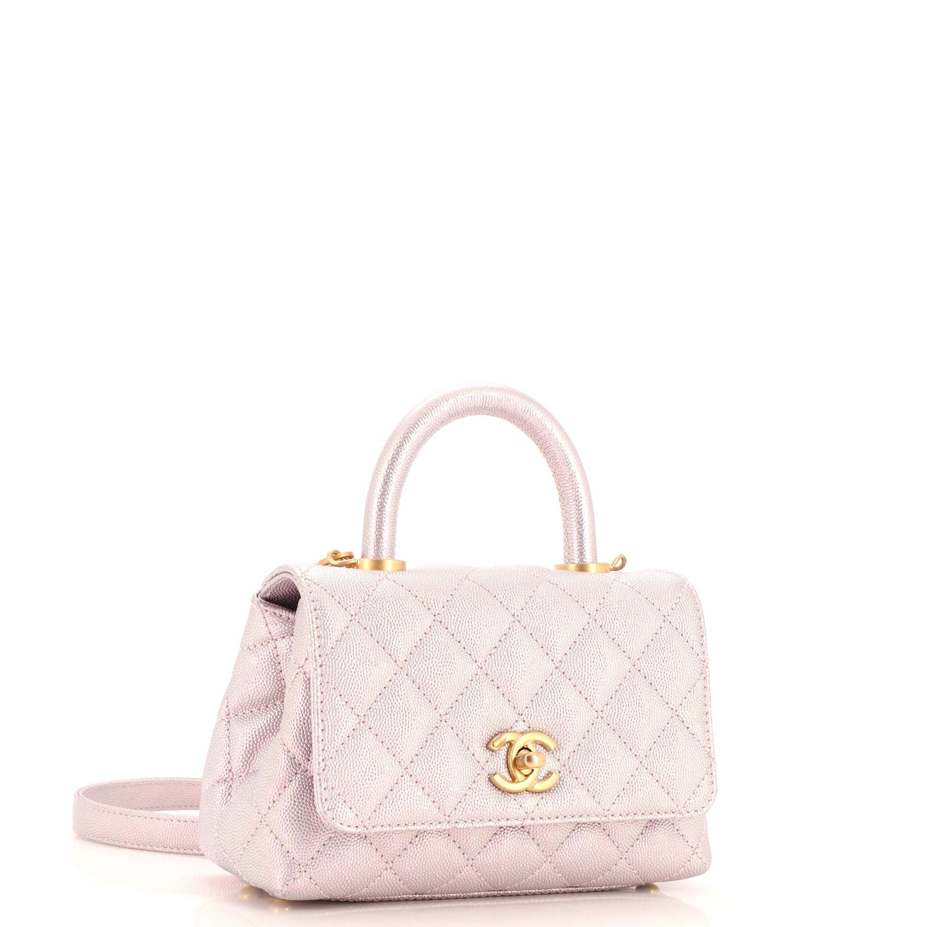 Coco Top Handle Bag Quilted Iridescent Caviar Extra Mini