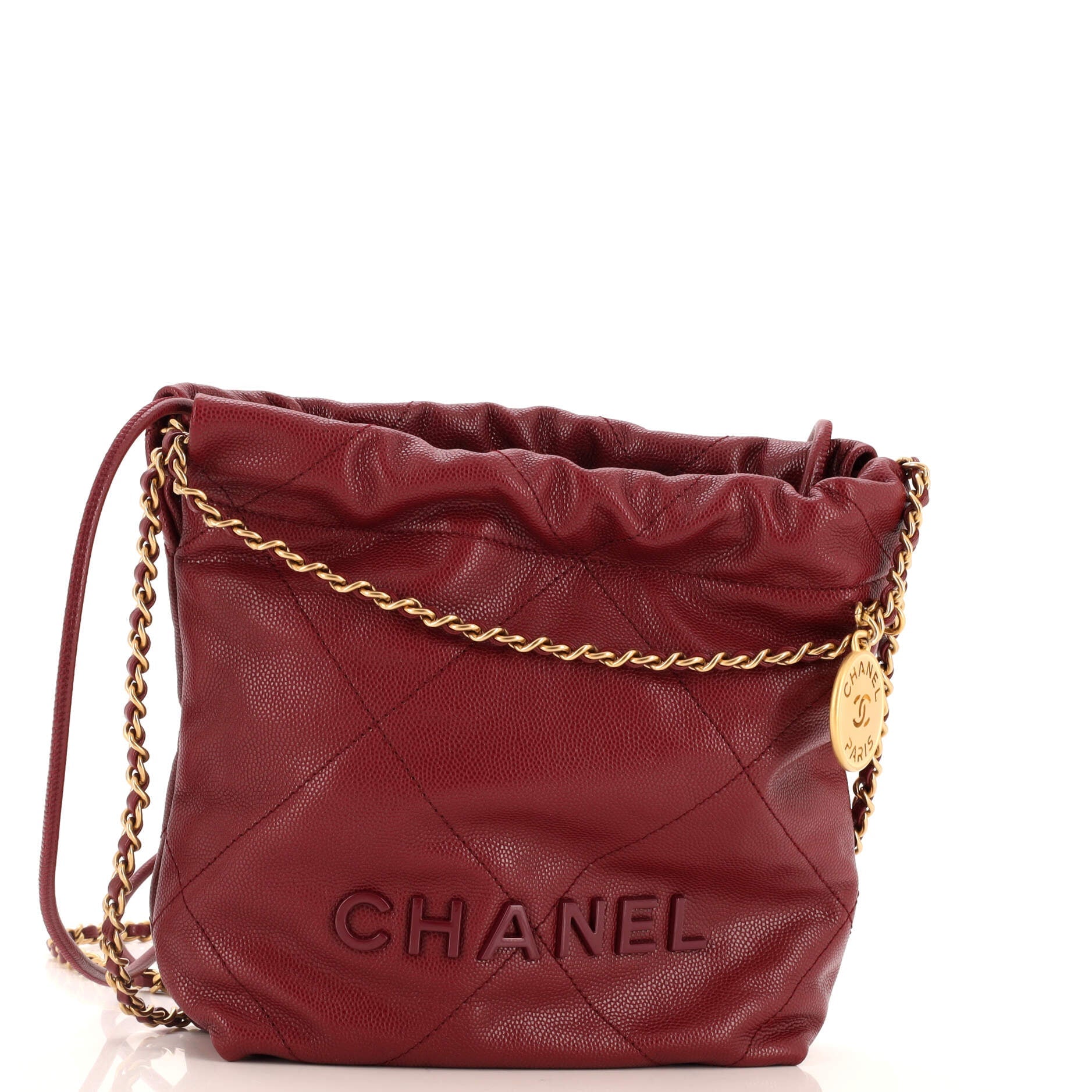 22 Chain Hobo Quilted Caviar Mini