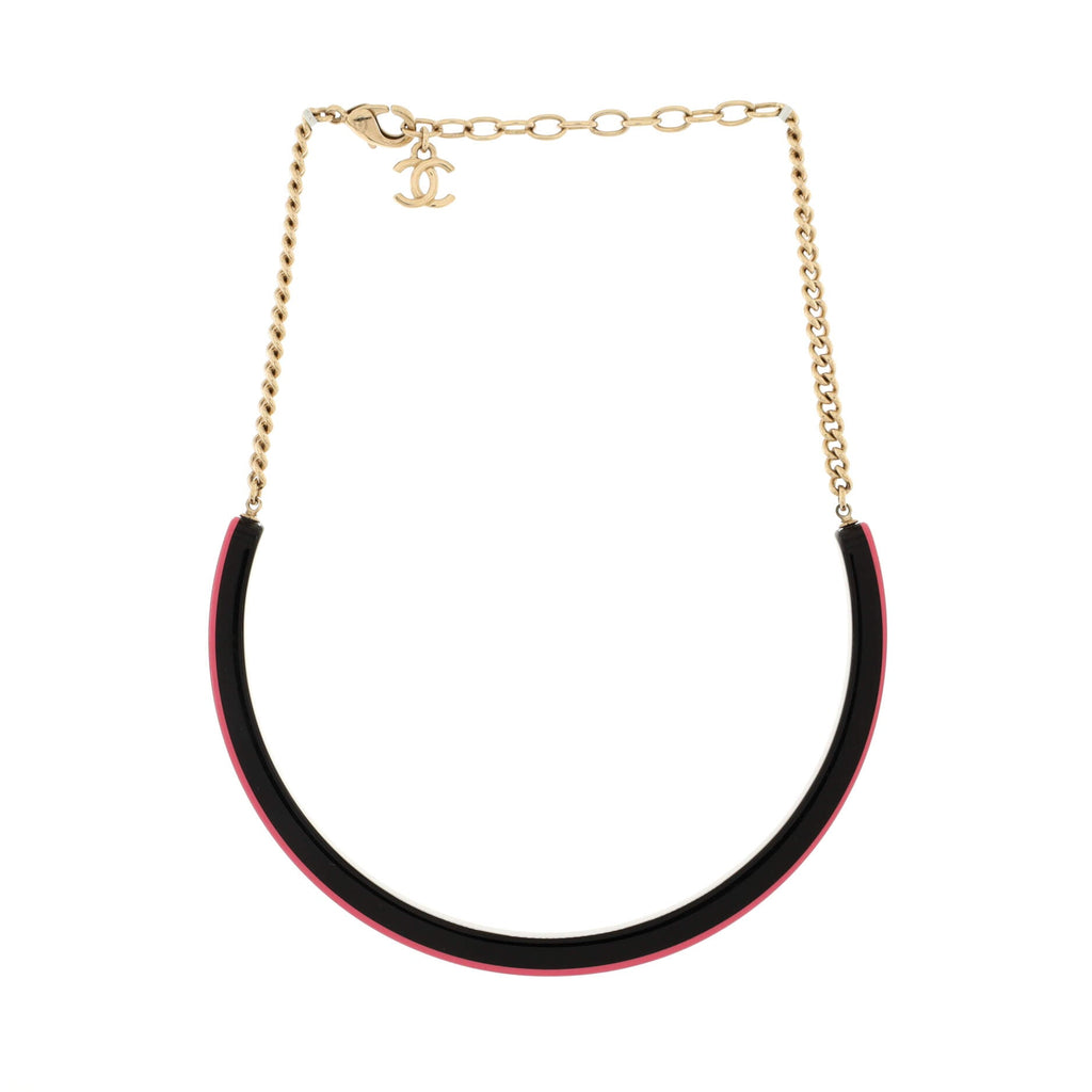 Coco Logo Choker Chain Necklace Resin and Metal