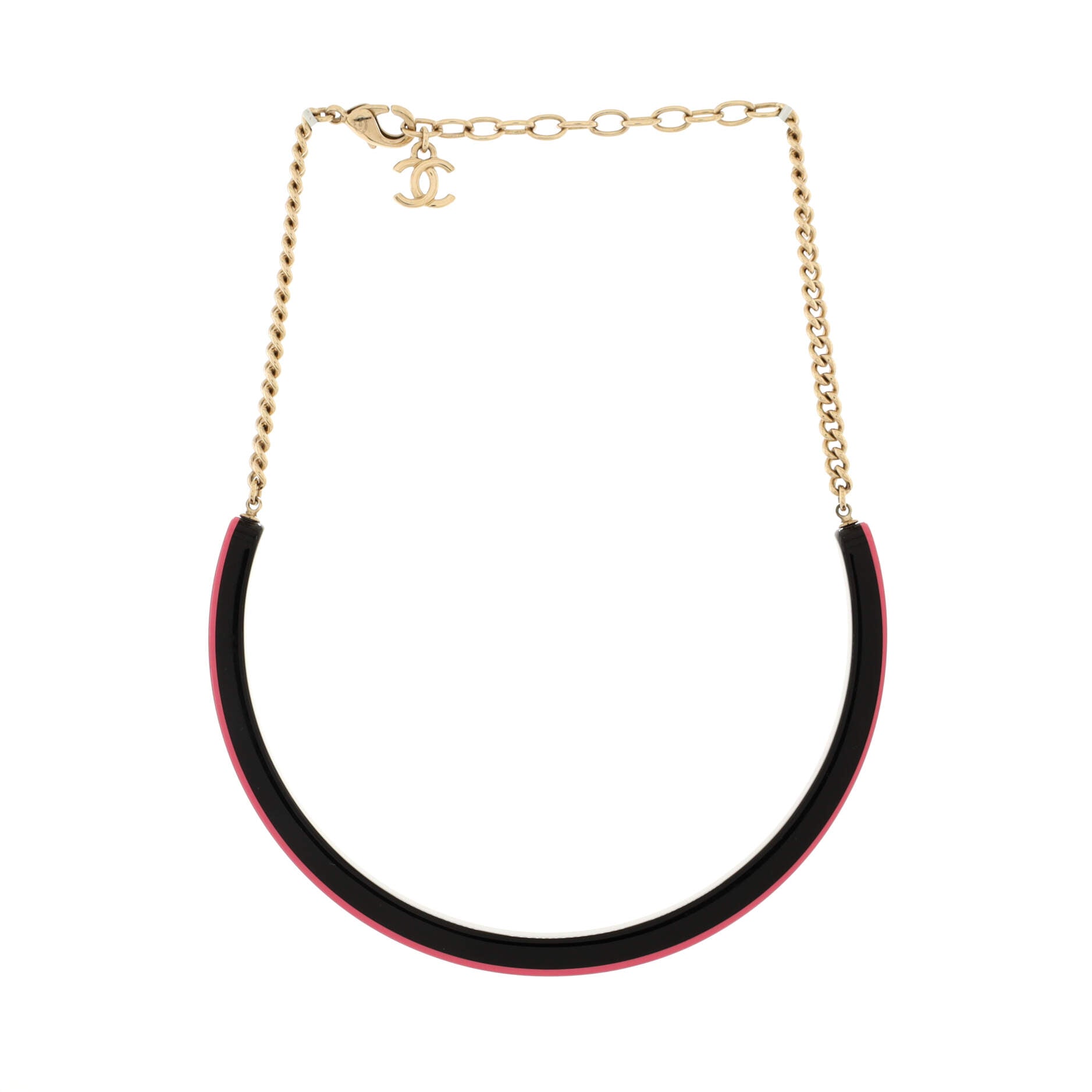 Coco Logo Choker Chain Necklace Resin and Metal