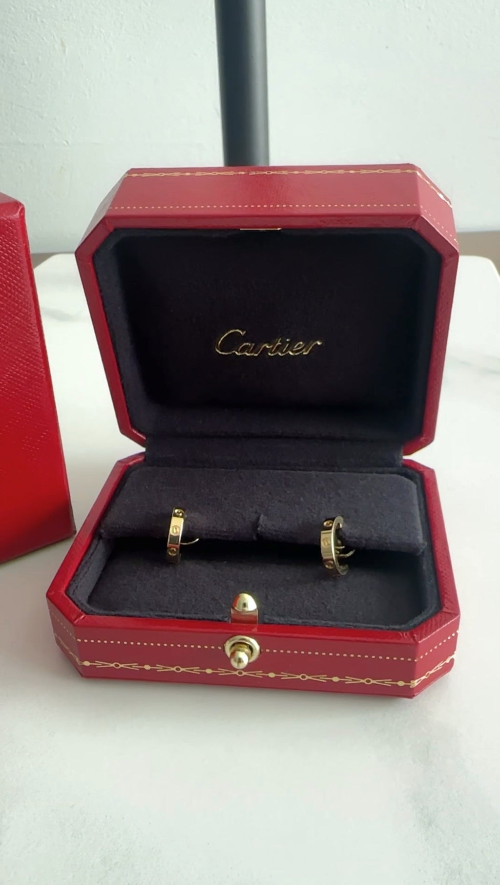 Cartier 18k Yellow Gold Love Hoop Earrings Small Model