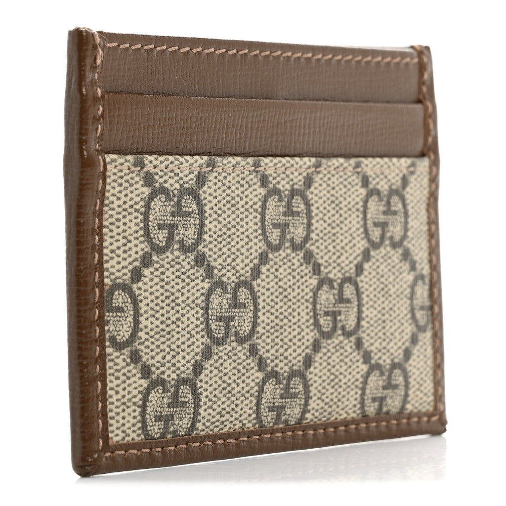 GG Supreme Monogram Azalea Calfskin Retro Interlocking G  Holder Beige Ebony Brown Sugar