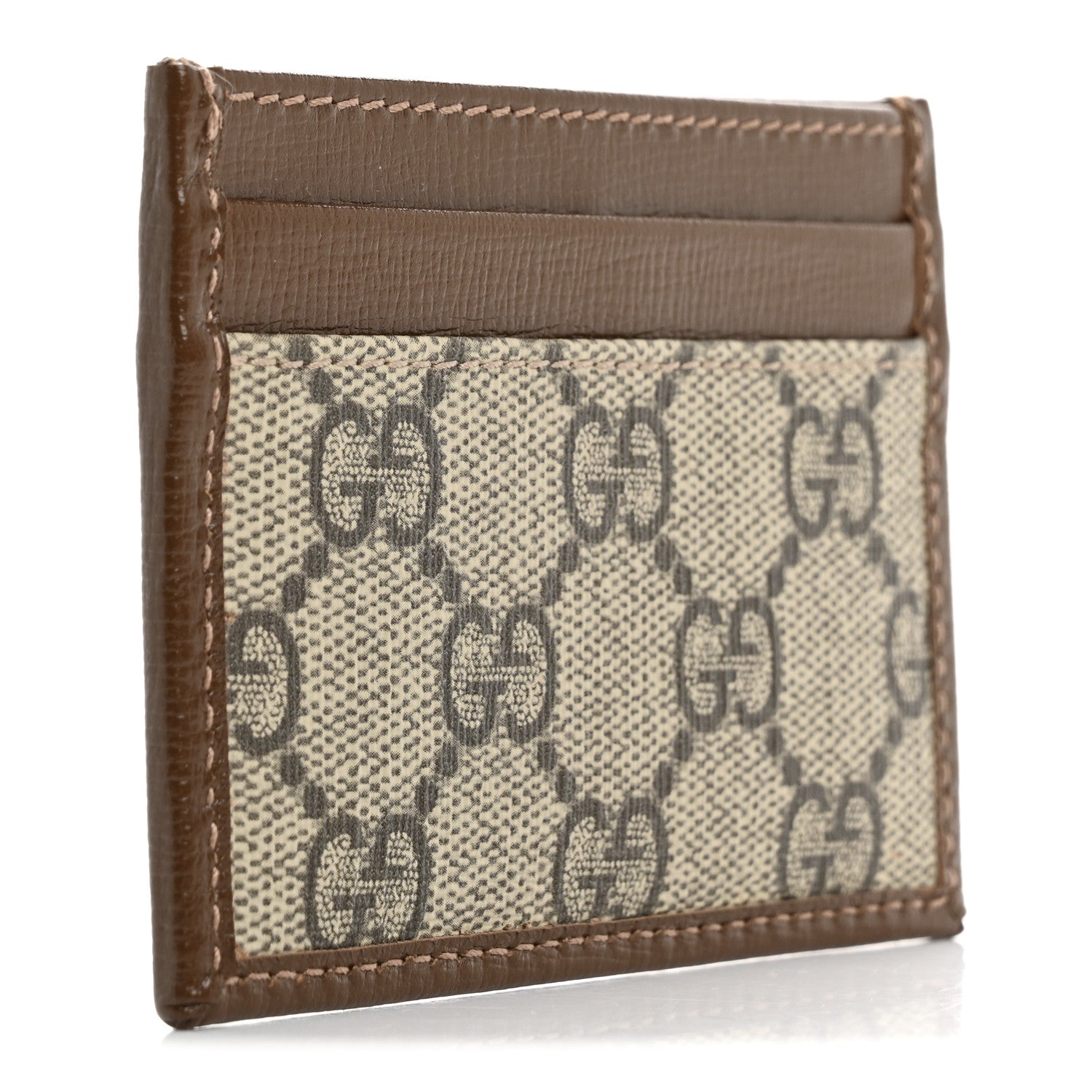 GG Supreme Monogram Azalea Calfskin Retro Interlocking G  Holder Beige Ebony Brown Sugar