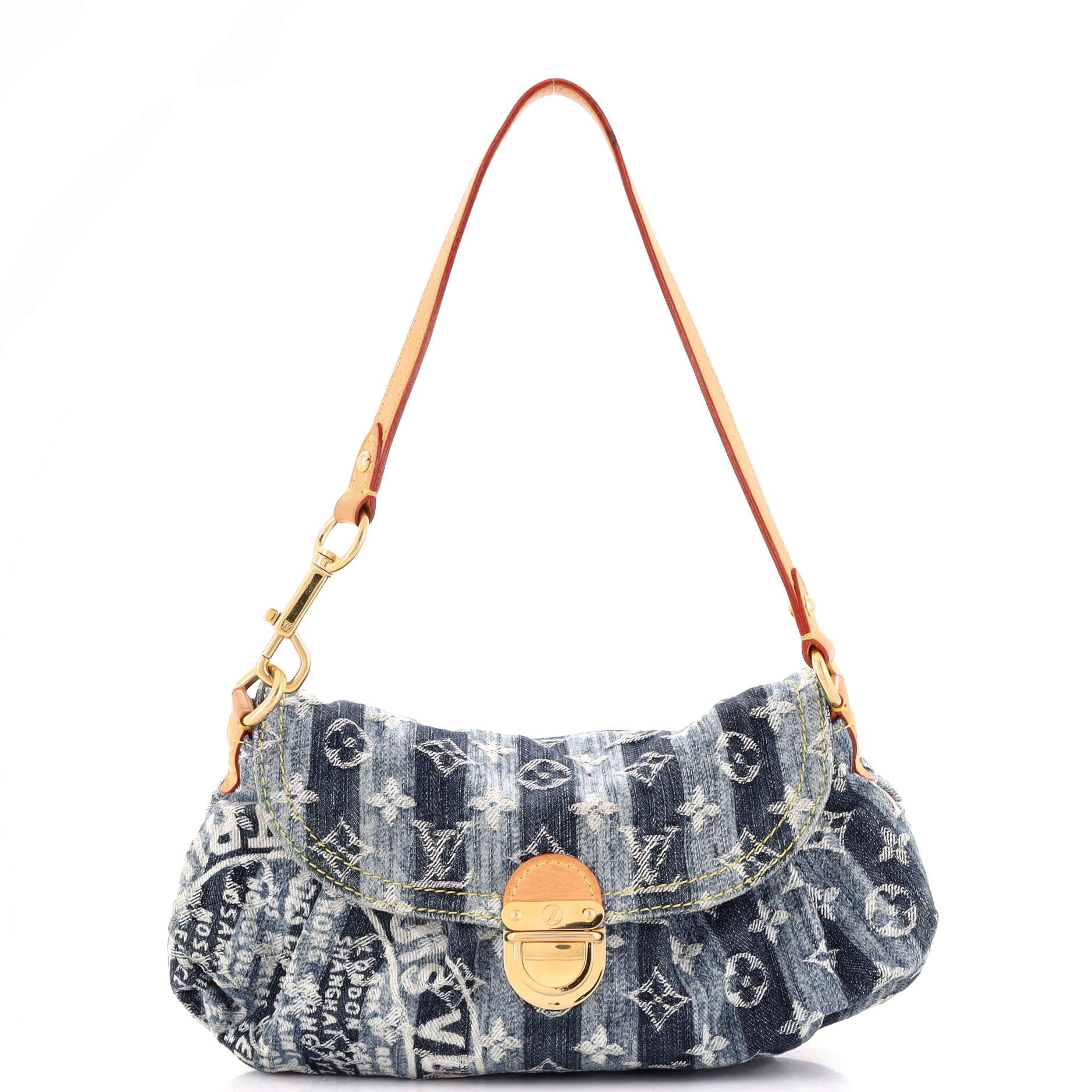 Pleaty Raye Handbag Striped Monogram Denim Mini