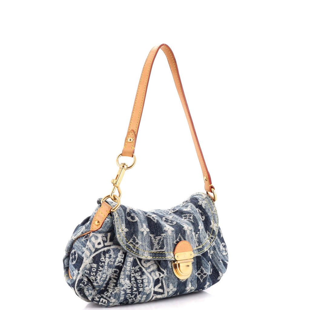 Pleaty Raye Handbag Striped Monogram Denim Mini