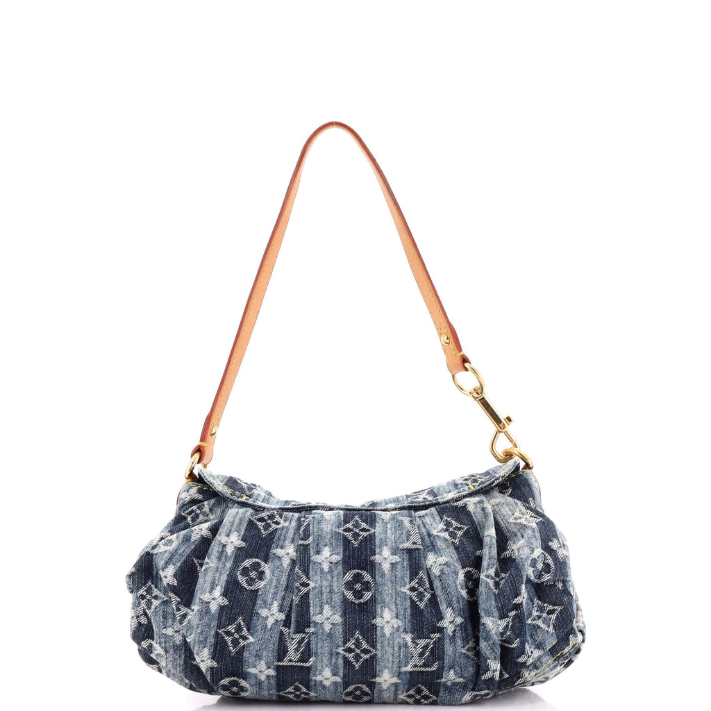 Pleaty Raye Handbag Striped Monogram Denim Mini