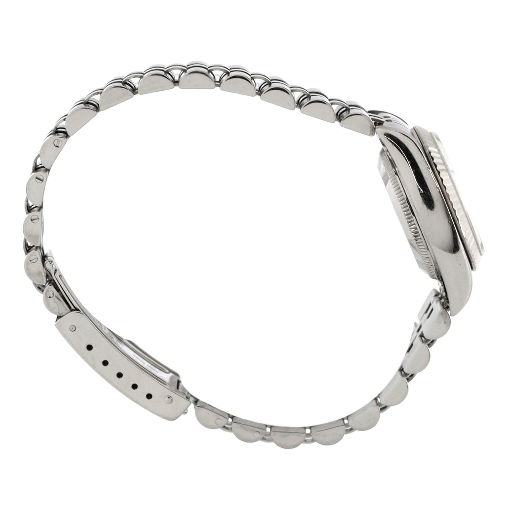 Oyster Perpetual Datejust Automatic Watch Stainless Steel and White Gold with Diamond Markers and Mother of Pearl 26