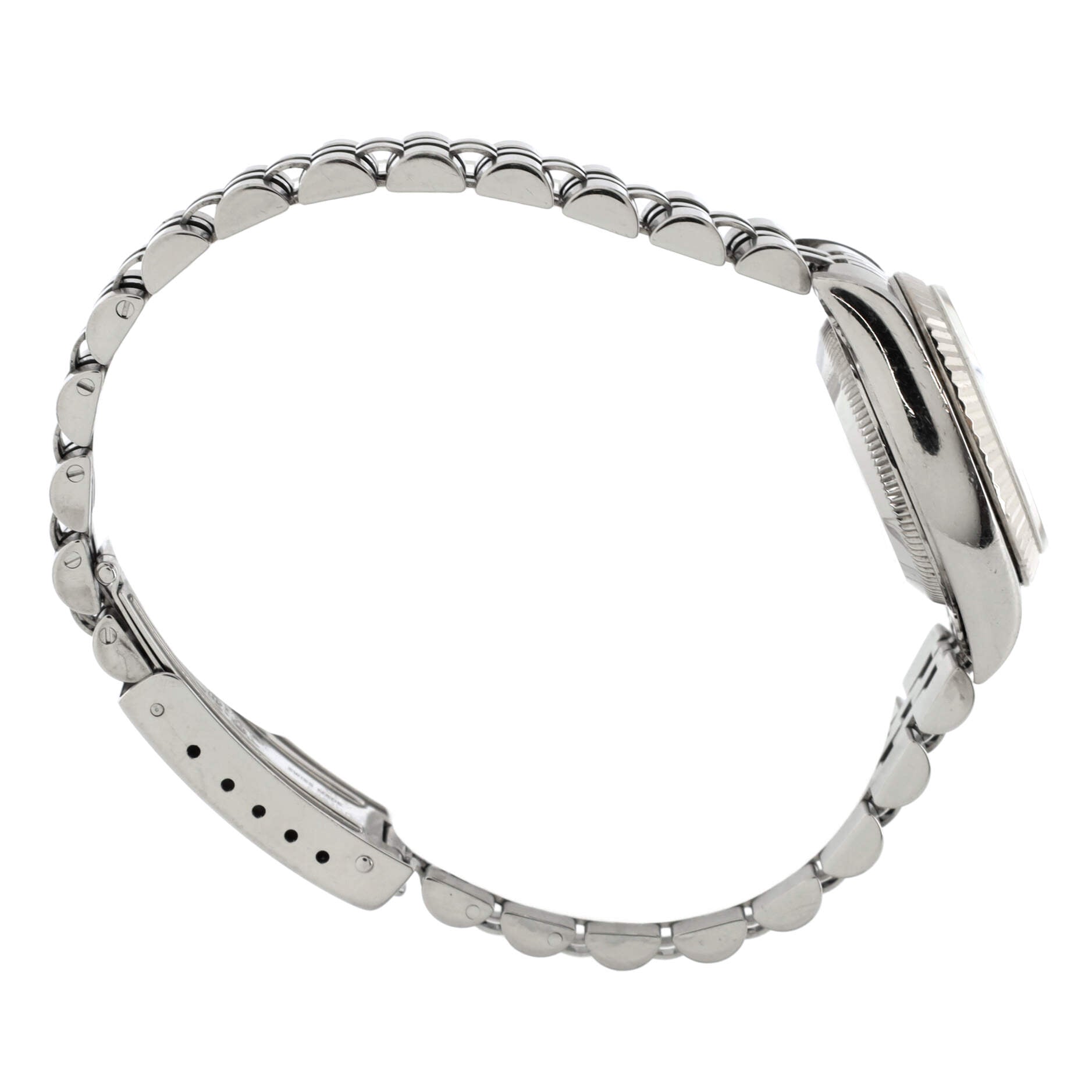 Oyster Perpetual Datejust Automatic Watch Stainless Steel and White Gold with Diamond Markers and Mother of Pearl 26