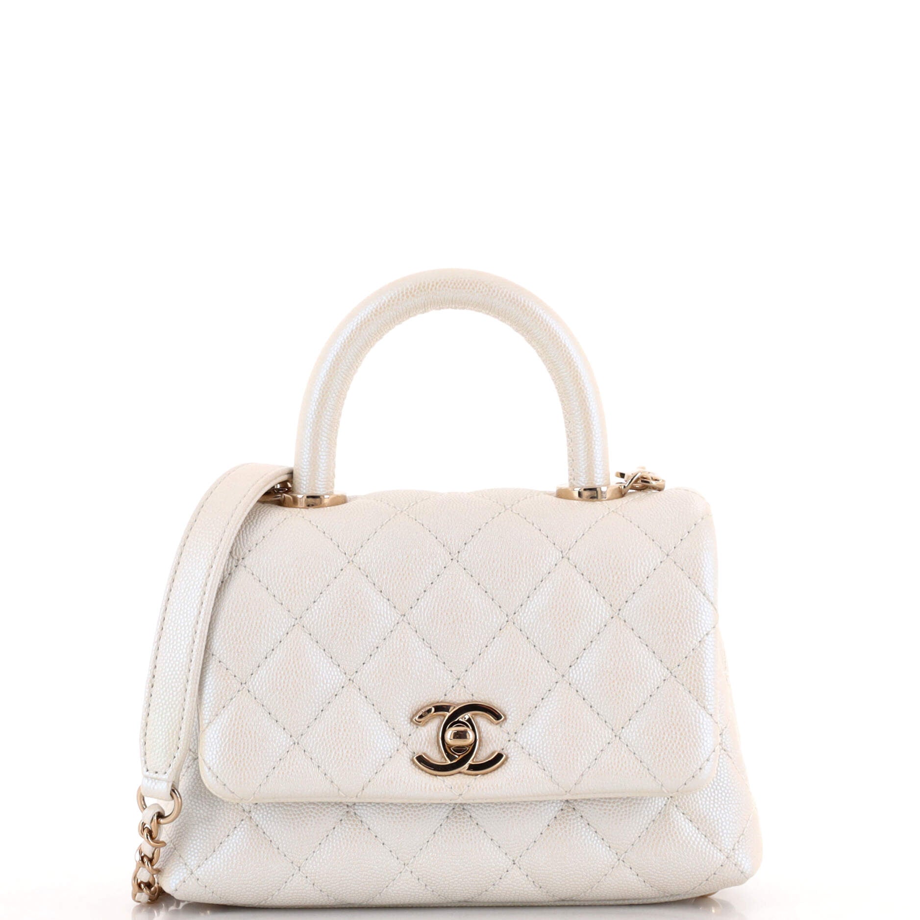 Coco Top Handle Bag Quilted Iridescent Caviar Extra Mini