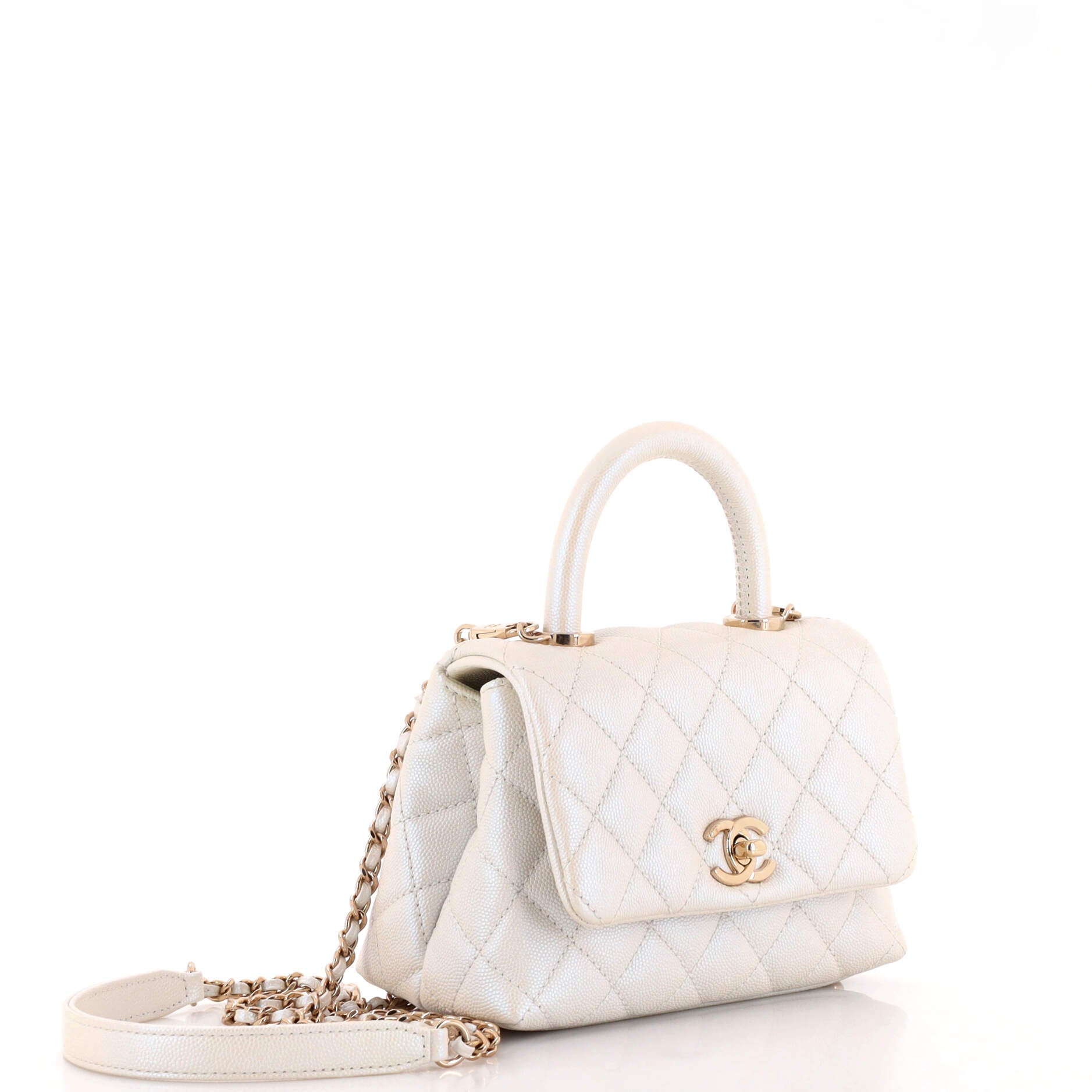 Coco Top Handle Bag Quilted Iridescent Caviar Extra Mini