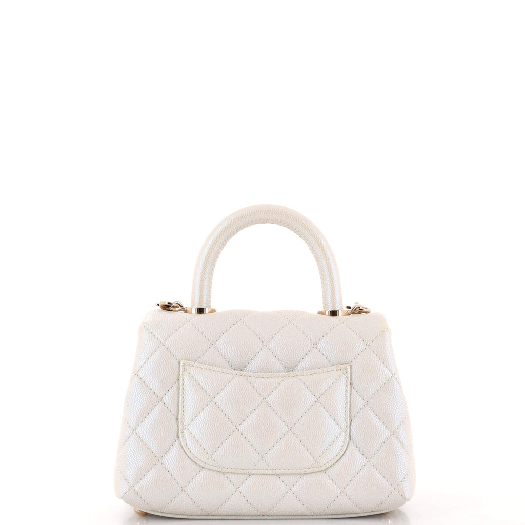 Coco Top Handle Bag Quilted Iridescent Caviar Extra Mini