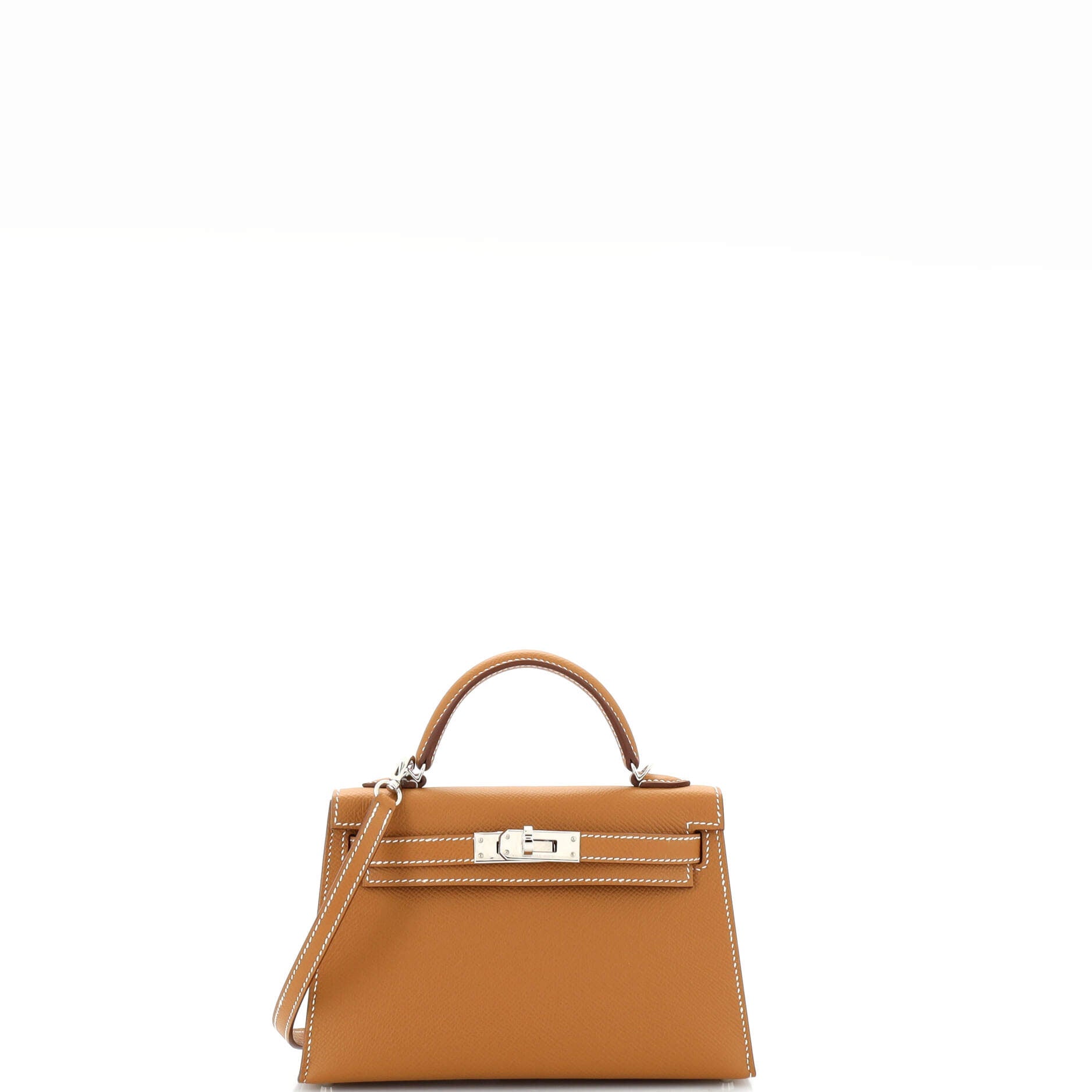 Kelly Mini II Bag Gold Epsom with Palladium Hardware 20