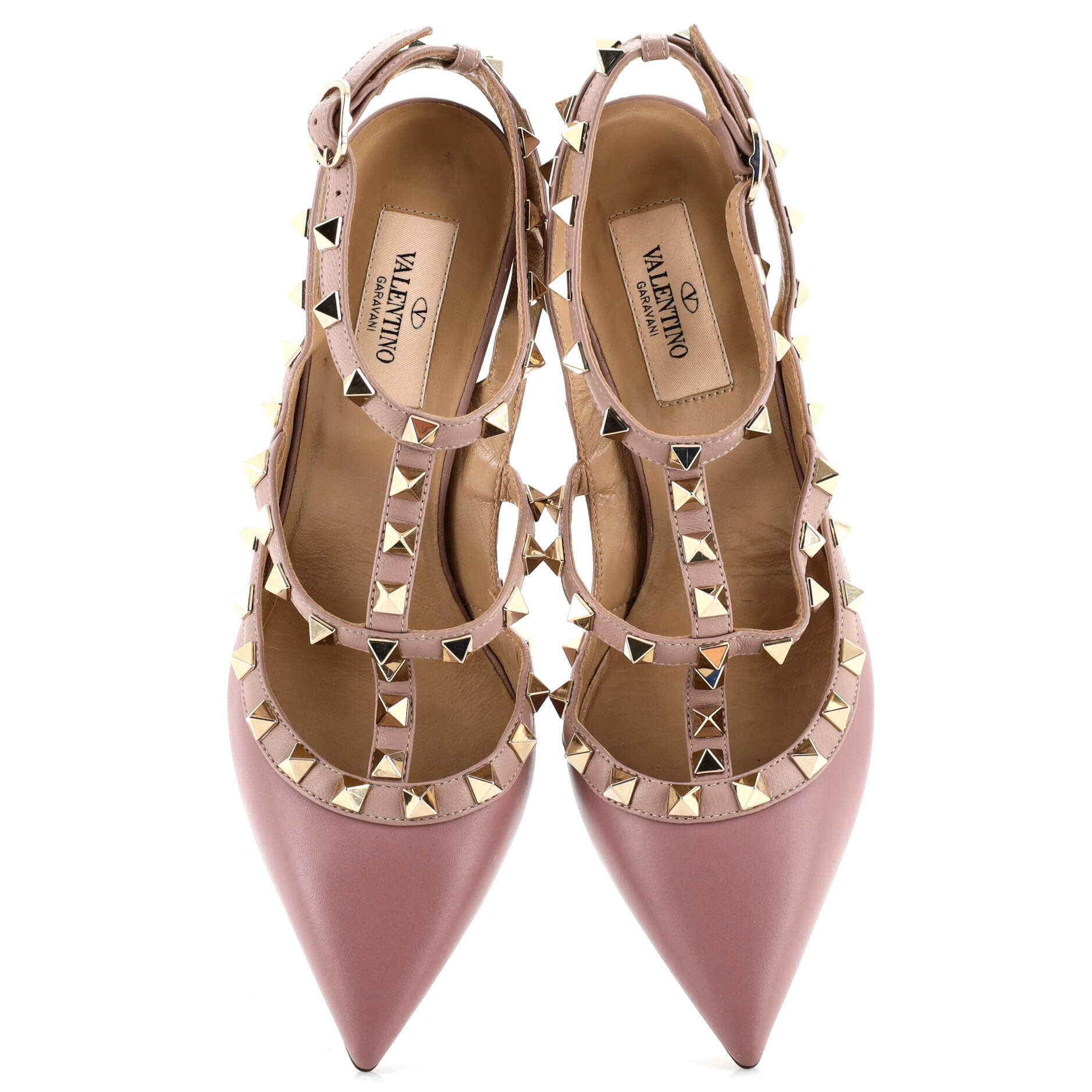 Women's Rockstud Ankle Strap Pumps Leather 100