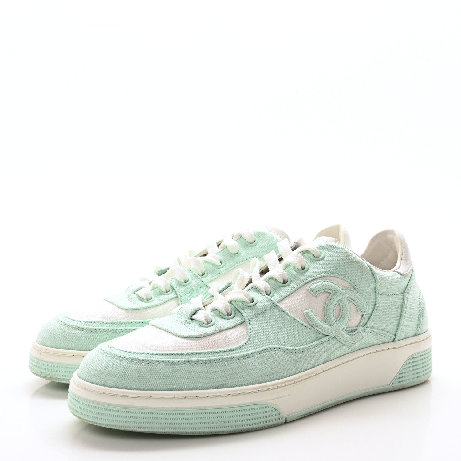 Cotton Sneakers 39 Light Turquoise White