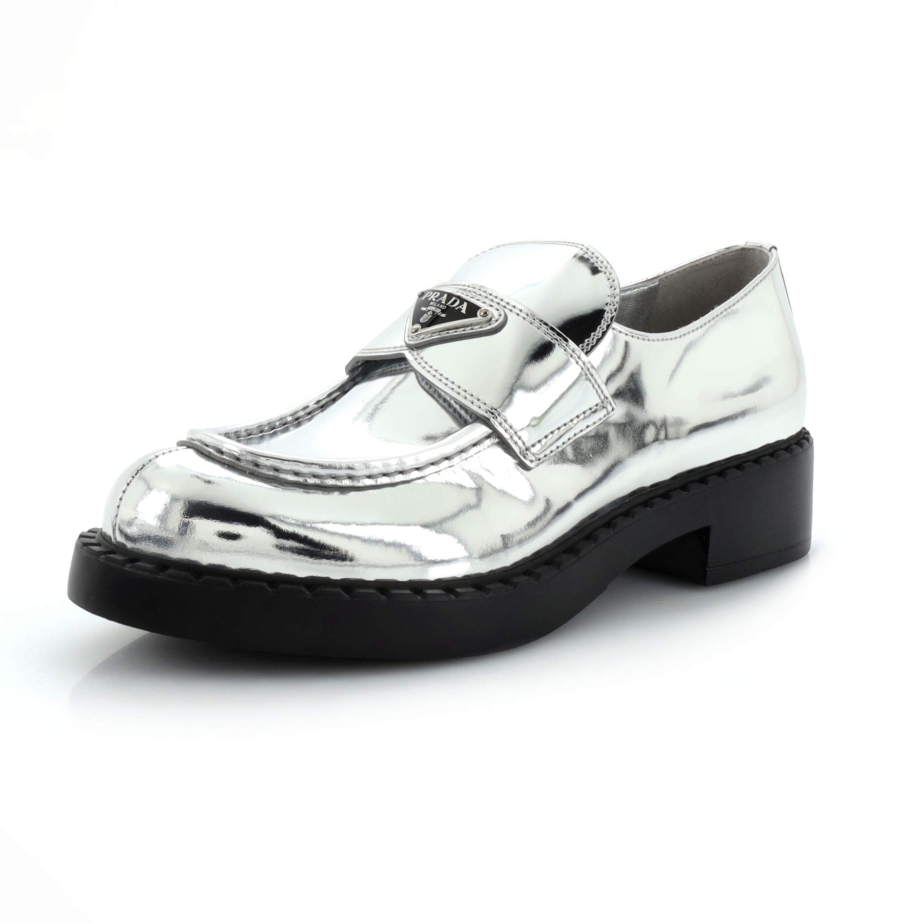 Women's Triangle Logo Loafers Spazzolato Leather